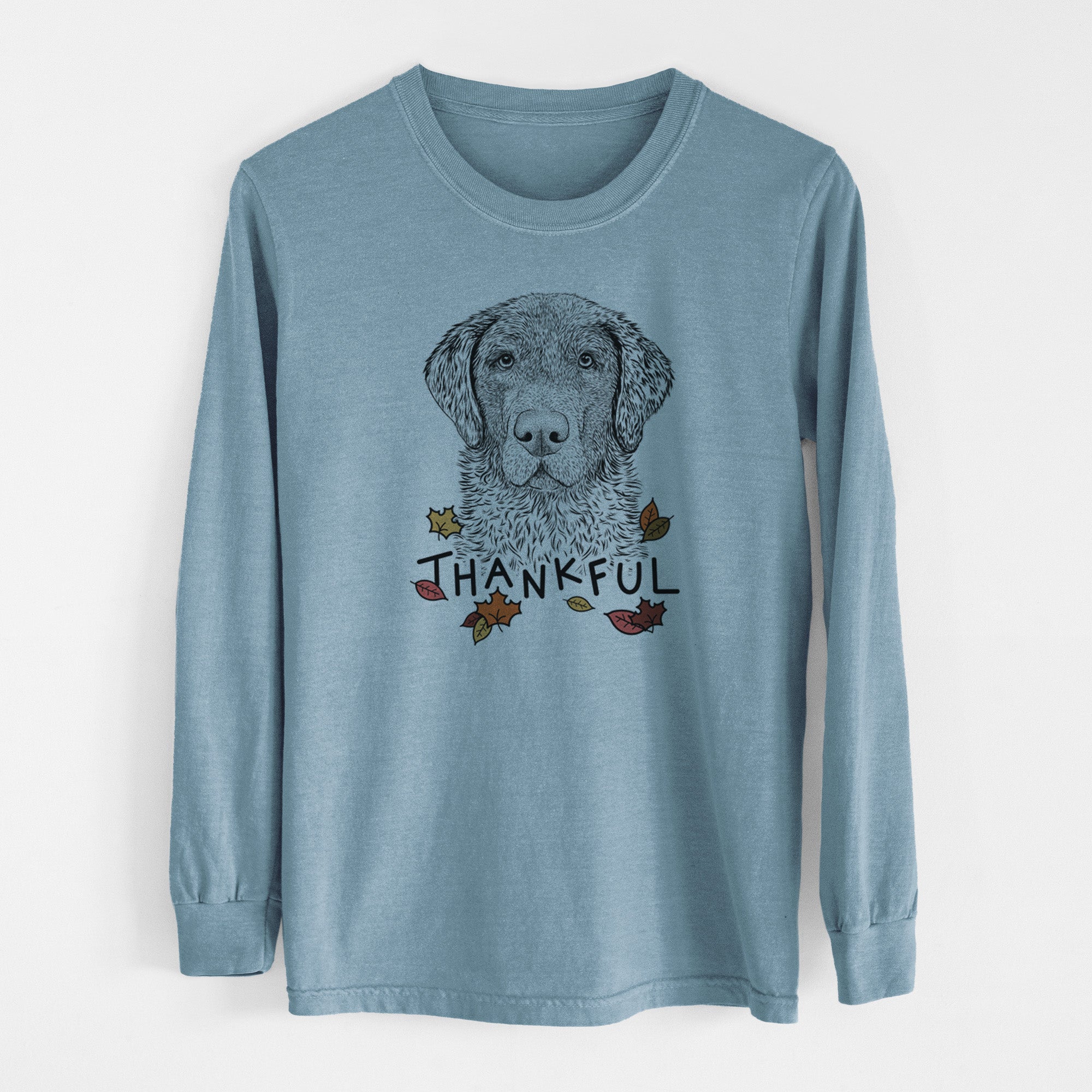 Thankful Whiskey the Chocolate Lab - Men's Heavyweight 100% Cotton Long Sleeve