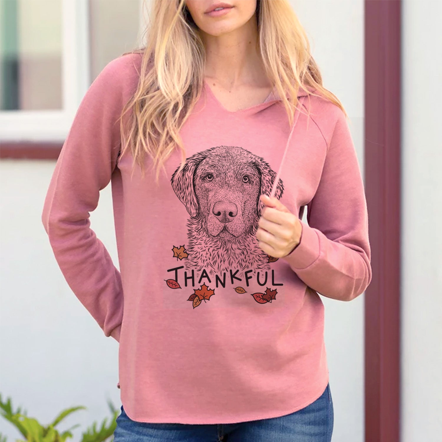 Thankful Whiskey the Chocolate Lab - Cali Wave Hooded Sweatshirt