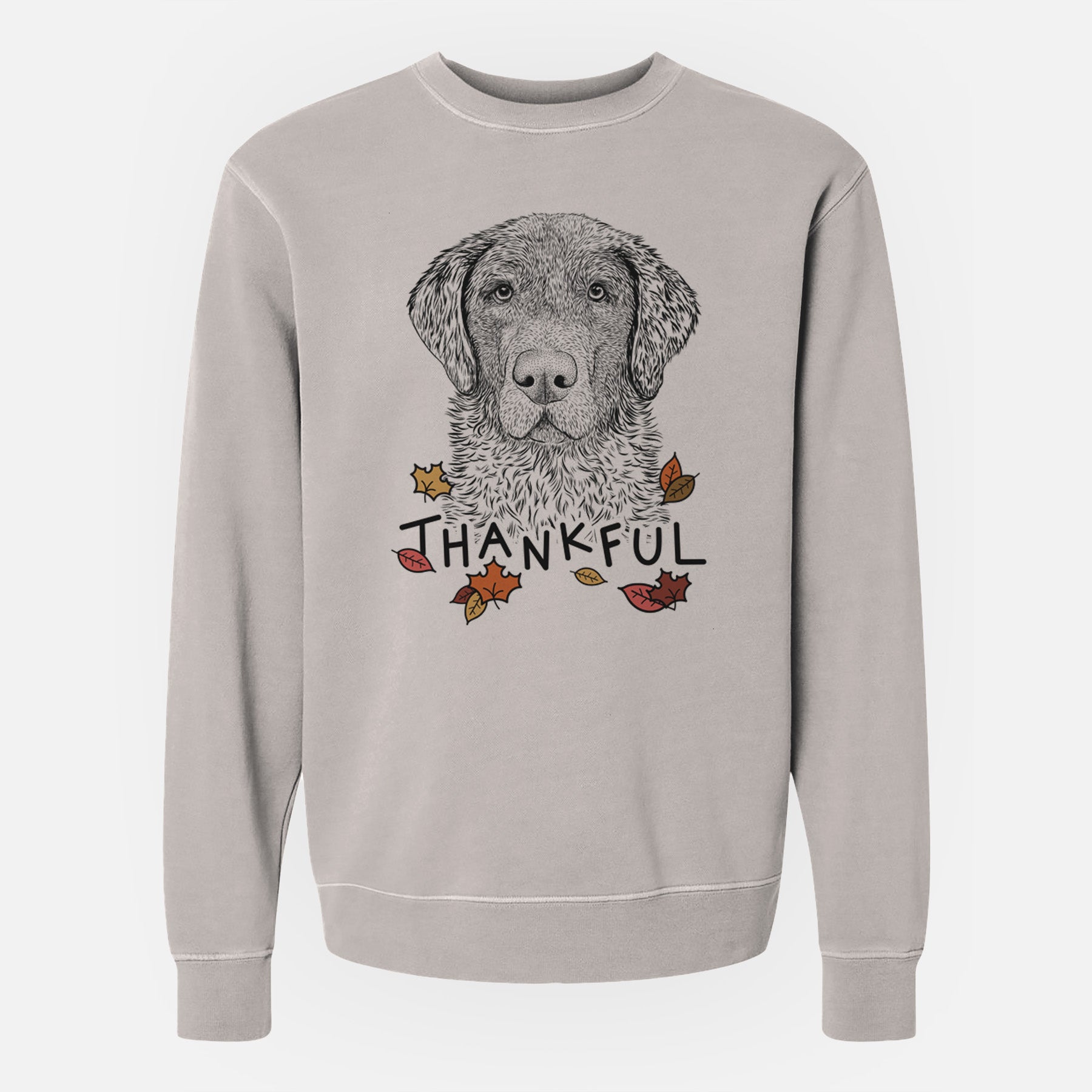 Thankful Whiskey the Chocolate Lab - Unisex Pigment Dyed Crew Sweatshirt