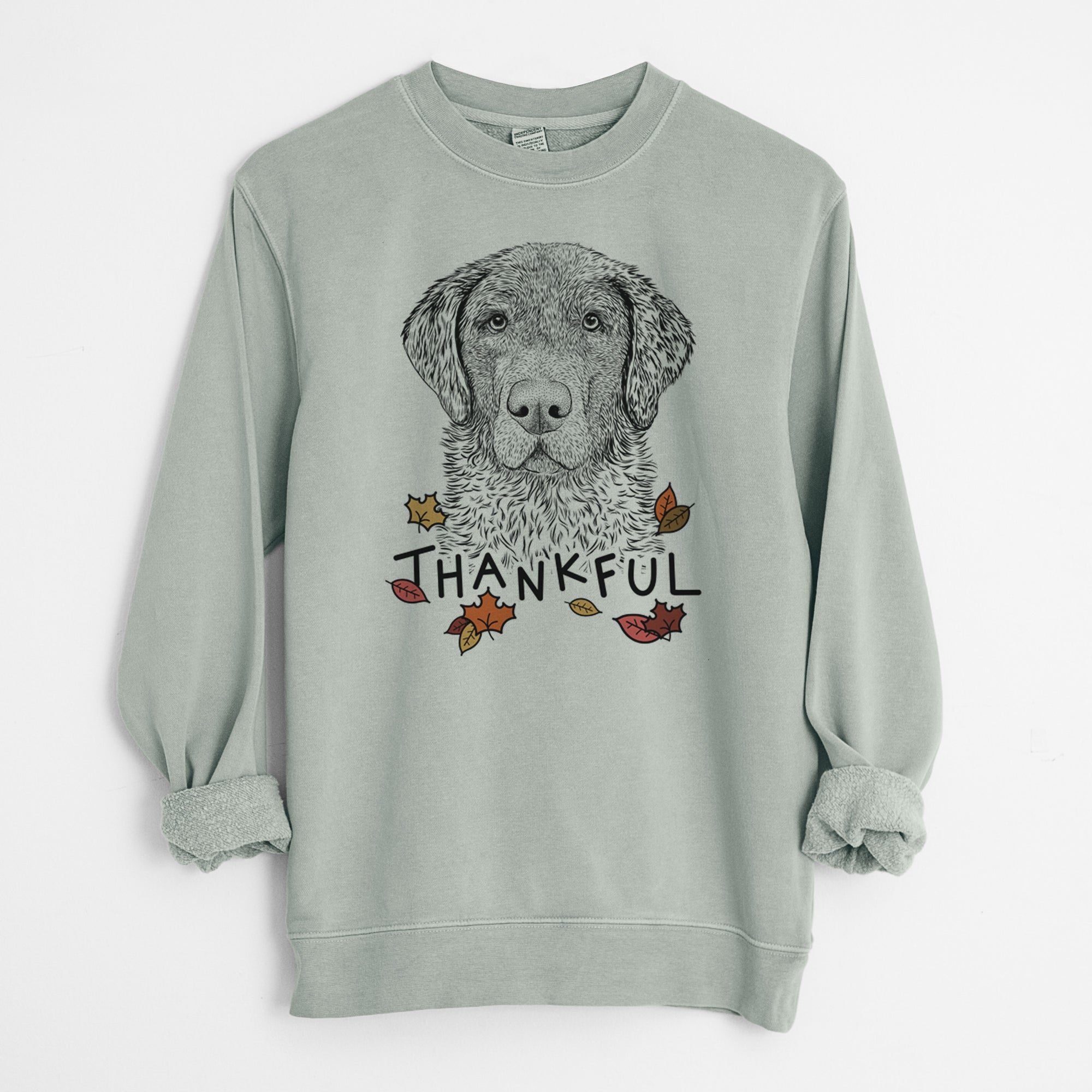 Thankful Whiskey the Chocolate Lab - Unisex Pigment Dyed Crew Sweatshirt