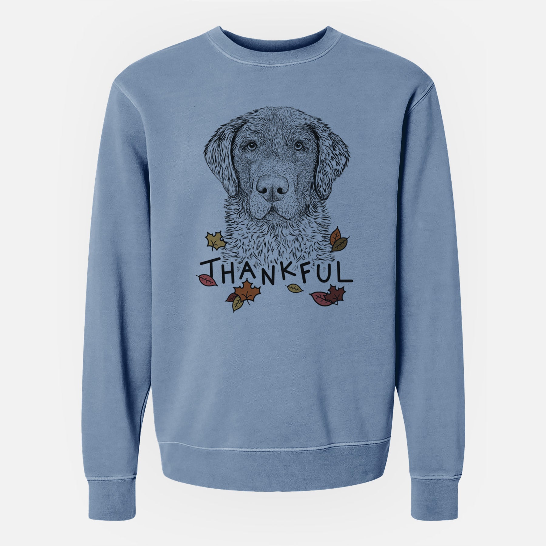 Thankful Whiskey the Chocolate Lab - Unisex Pigment Dyed Crew Sweatshirt