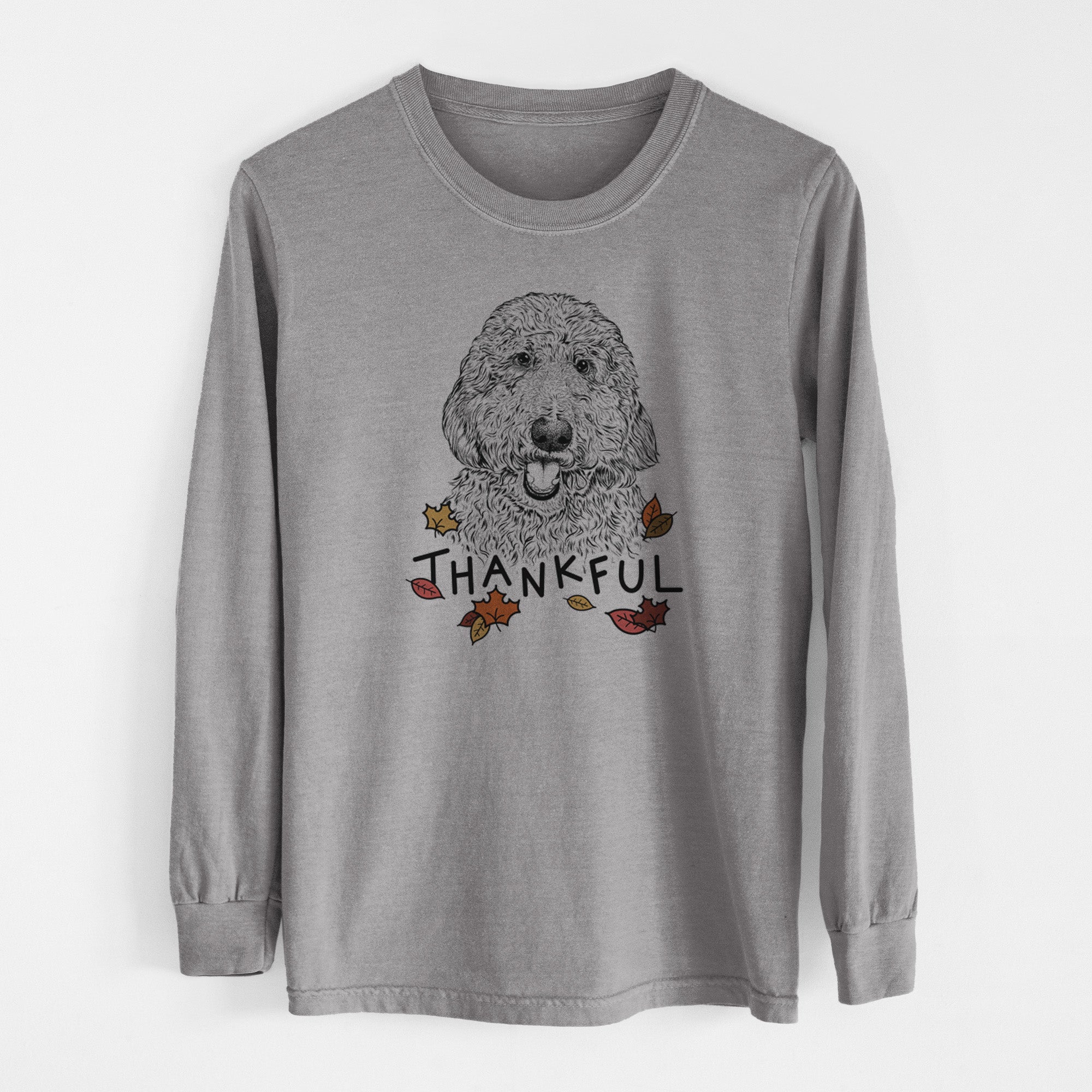 Thankful Whisper the Goldendoodle - Men's Heavyweight 100% Cotton Long Sleeve