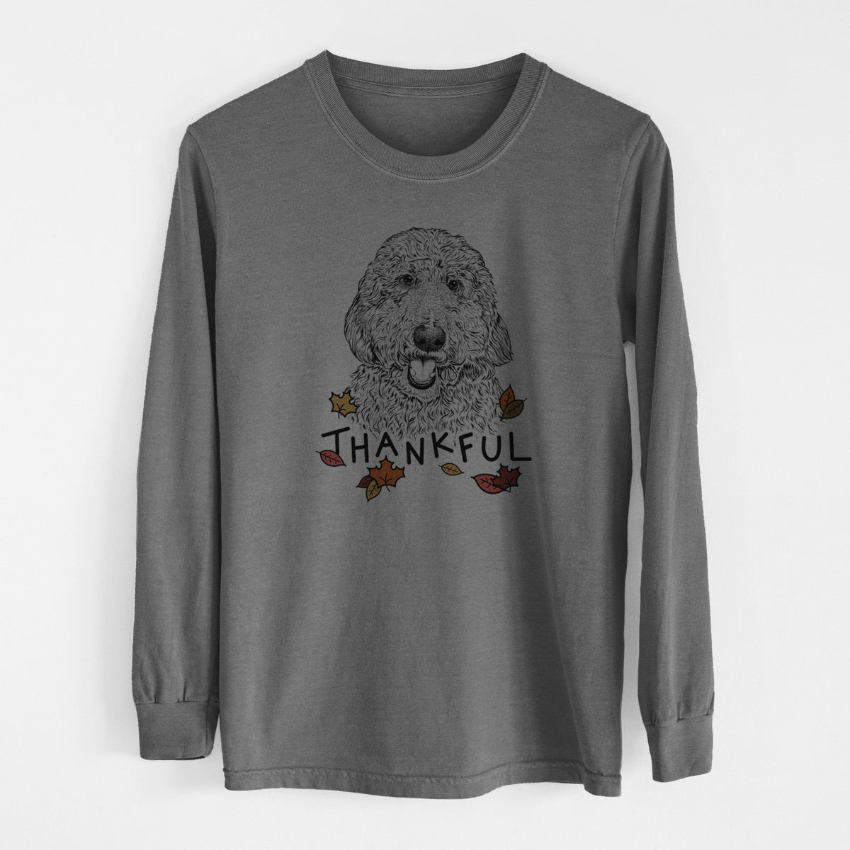 Thankful Whisper the Goldendoodle - Men's Heavyweight 100% Cotton Long Sleeve