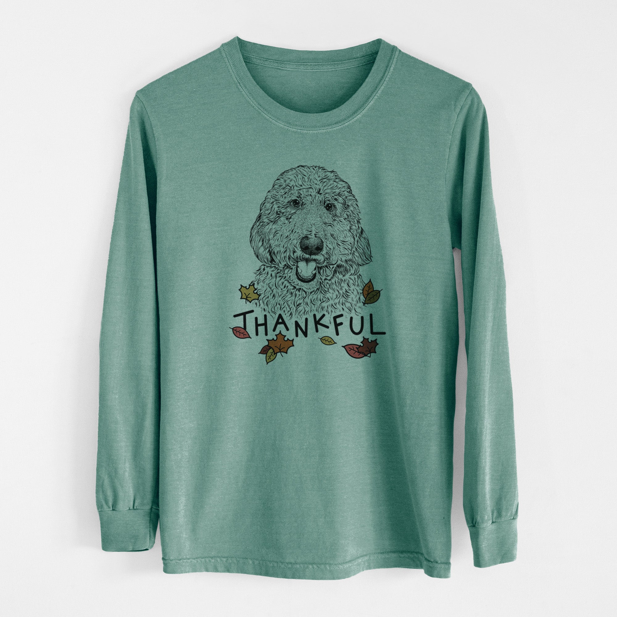 Thankful Whisper the Goldendoodle - Men's Heavyweight 100% Cotton Long Sleeve