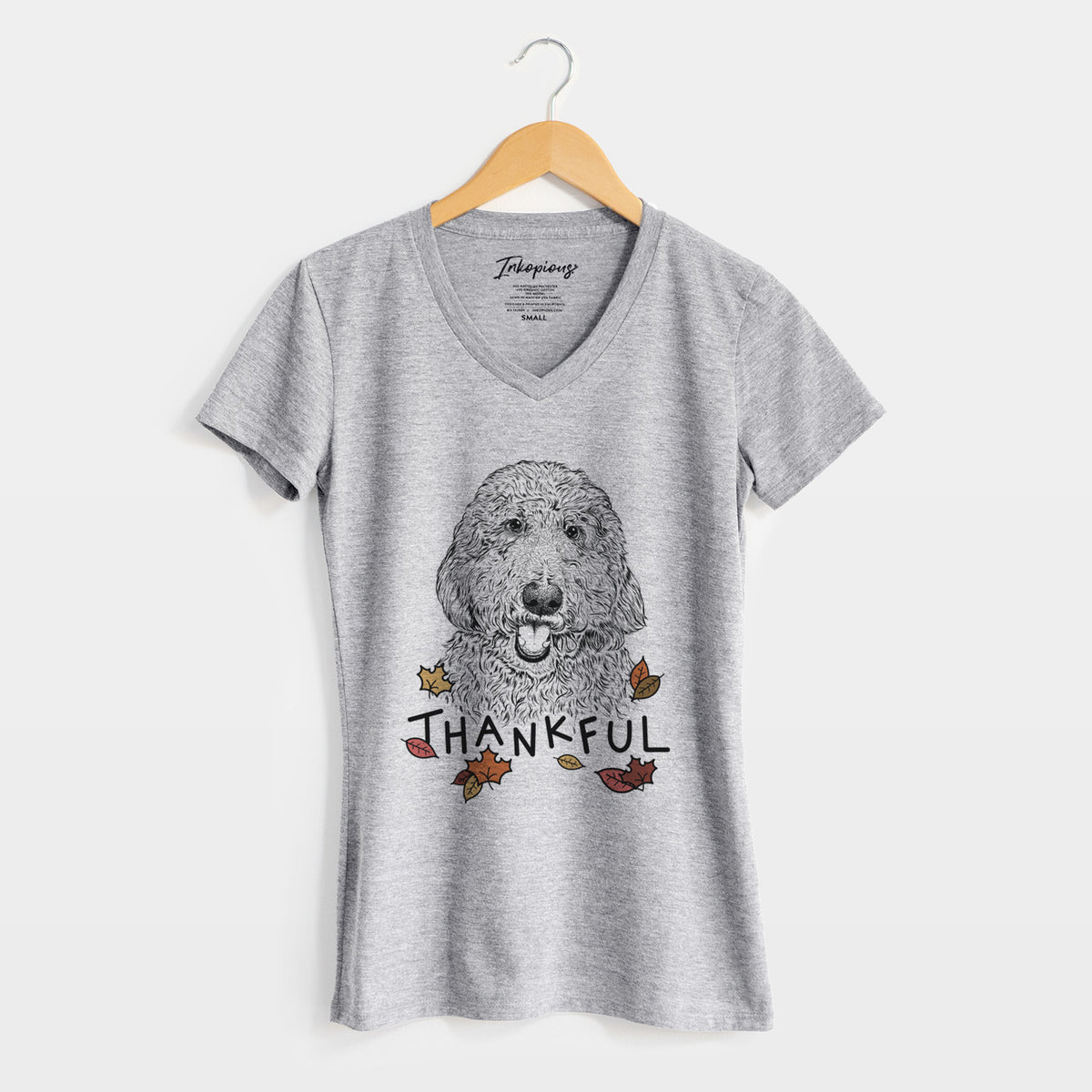 Thankful Whisper the Goldendoodle - Women's V-neck Shirt