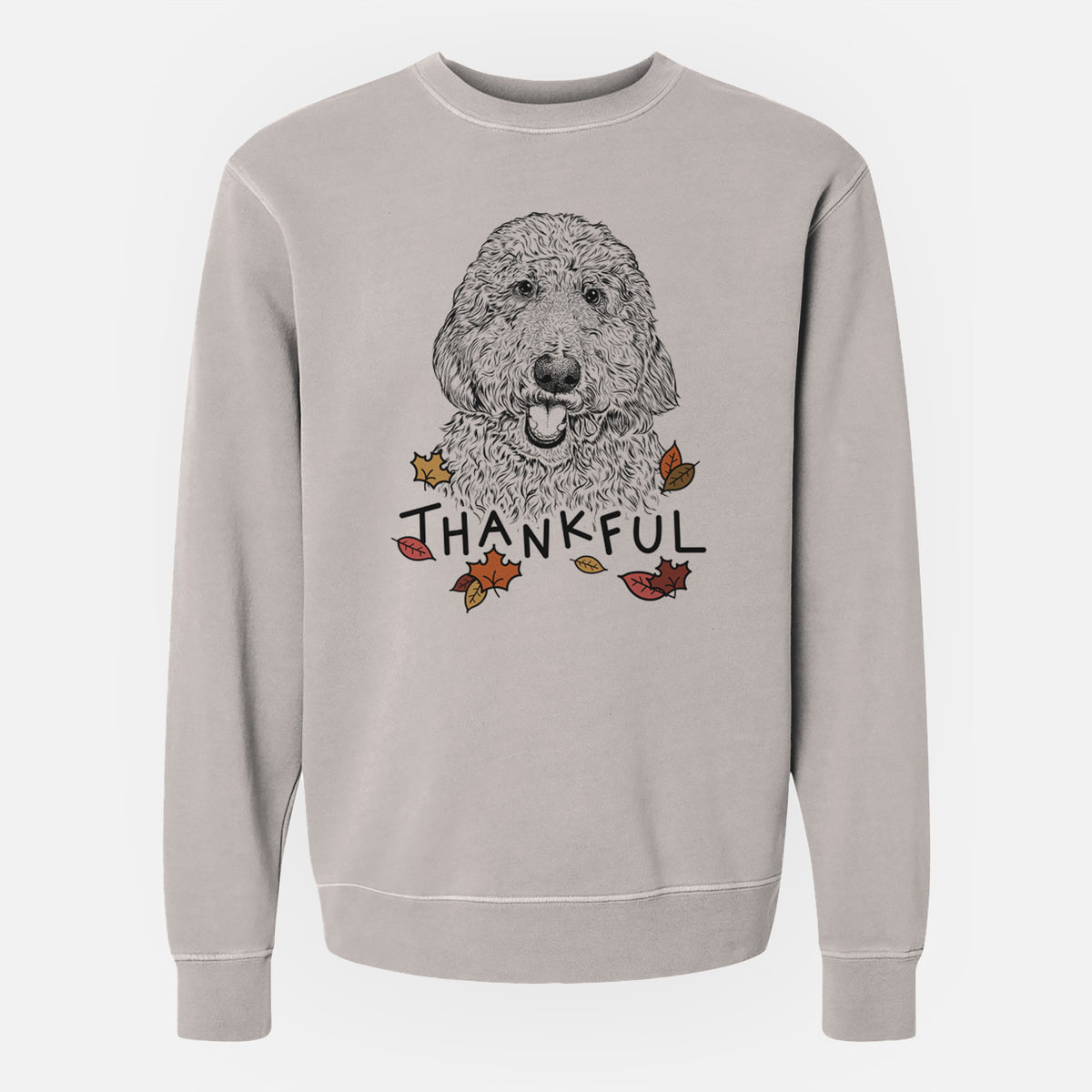 Thankful Whisper the Goldendoodle - Unisex Pigment Dyed Crew Sweatshirt