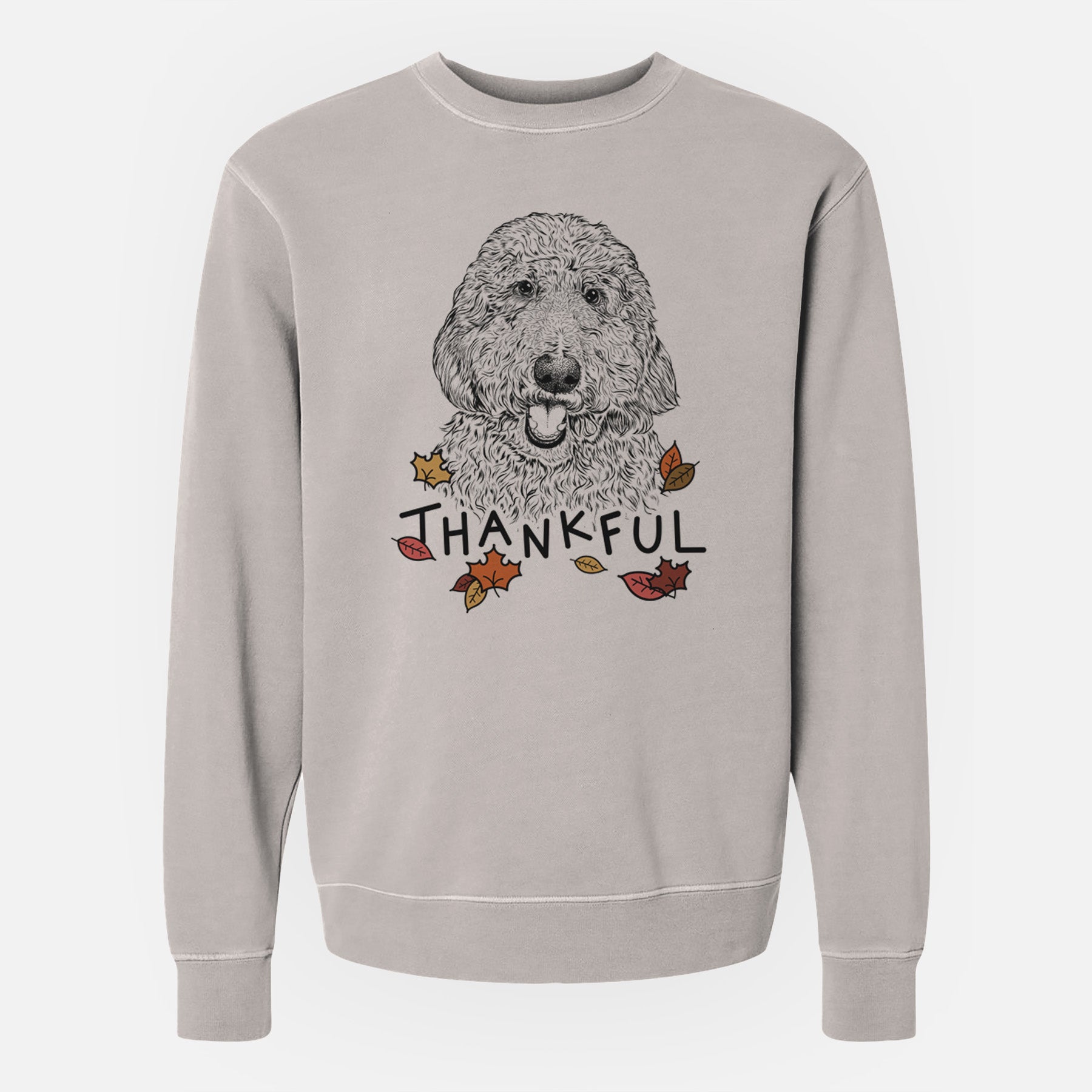 Thankful Whisper the Goldendoodle - Unisex Pigment Dyed Crew Sweatshirt