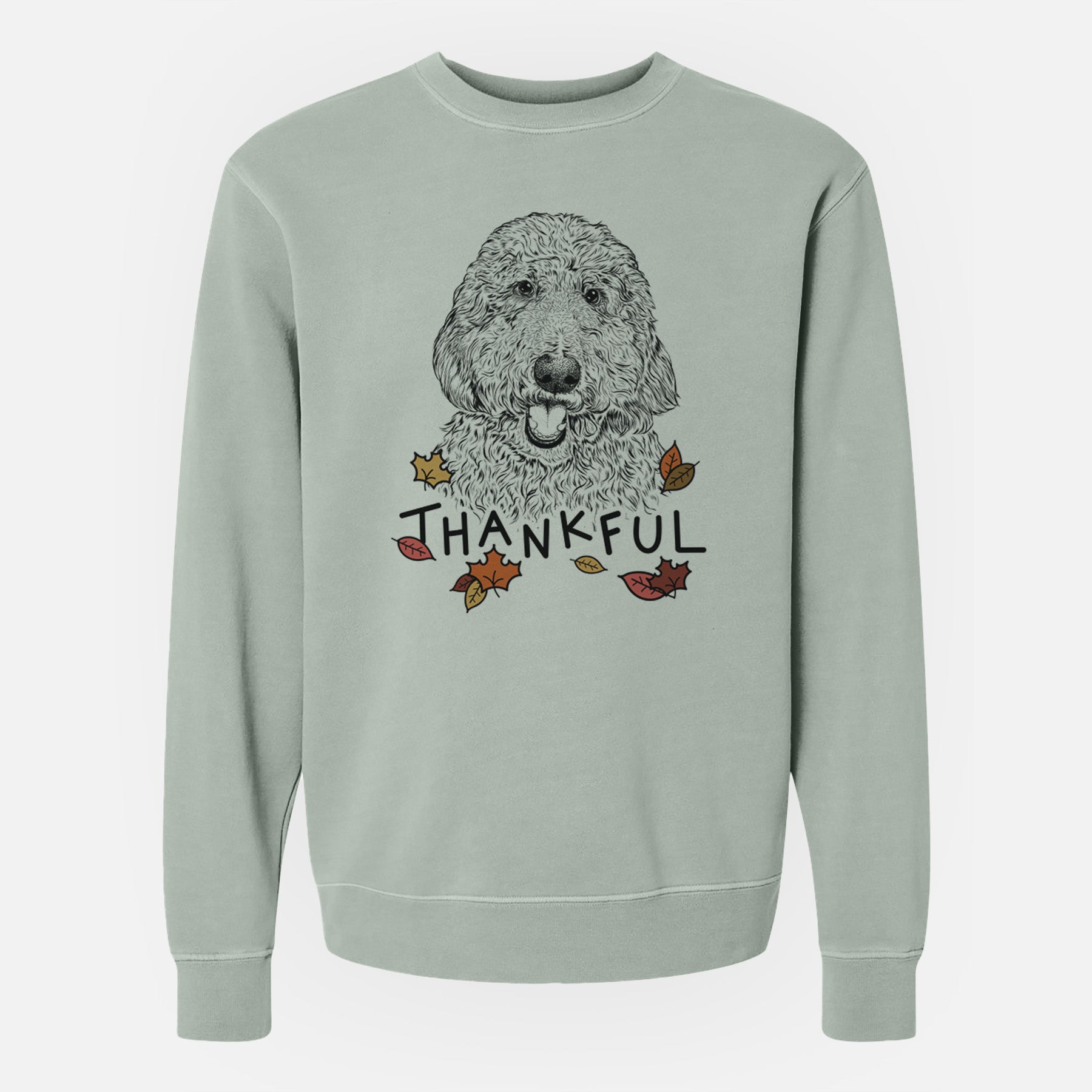 Thankful Whisper the Goldendoodle - Unisex Pigment Dyed Crew Sweatshirt