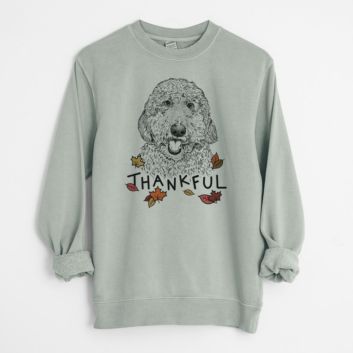 Thankful Whisper the Goldendoodle - Unisex Pigment Dyed Crew Sweatshirt