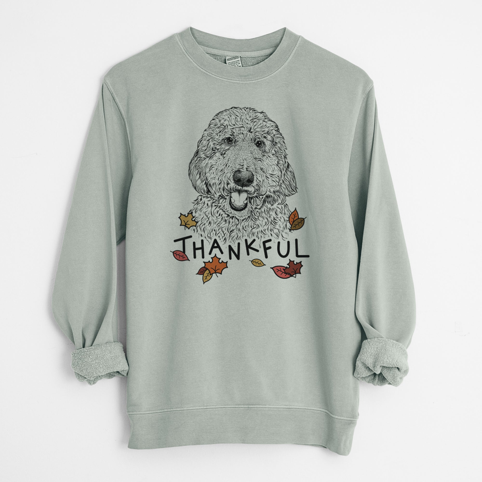 Thankful Whisper the Goldendoodle - Unisex Pigment Dyed Crew Sweatshirt