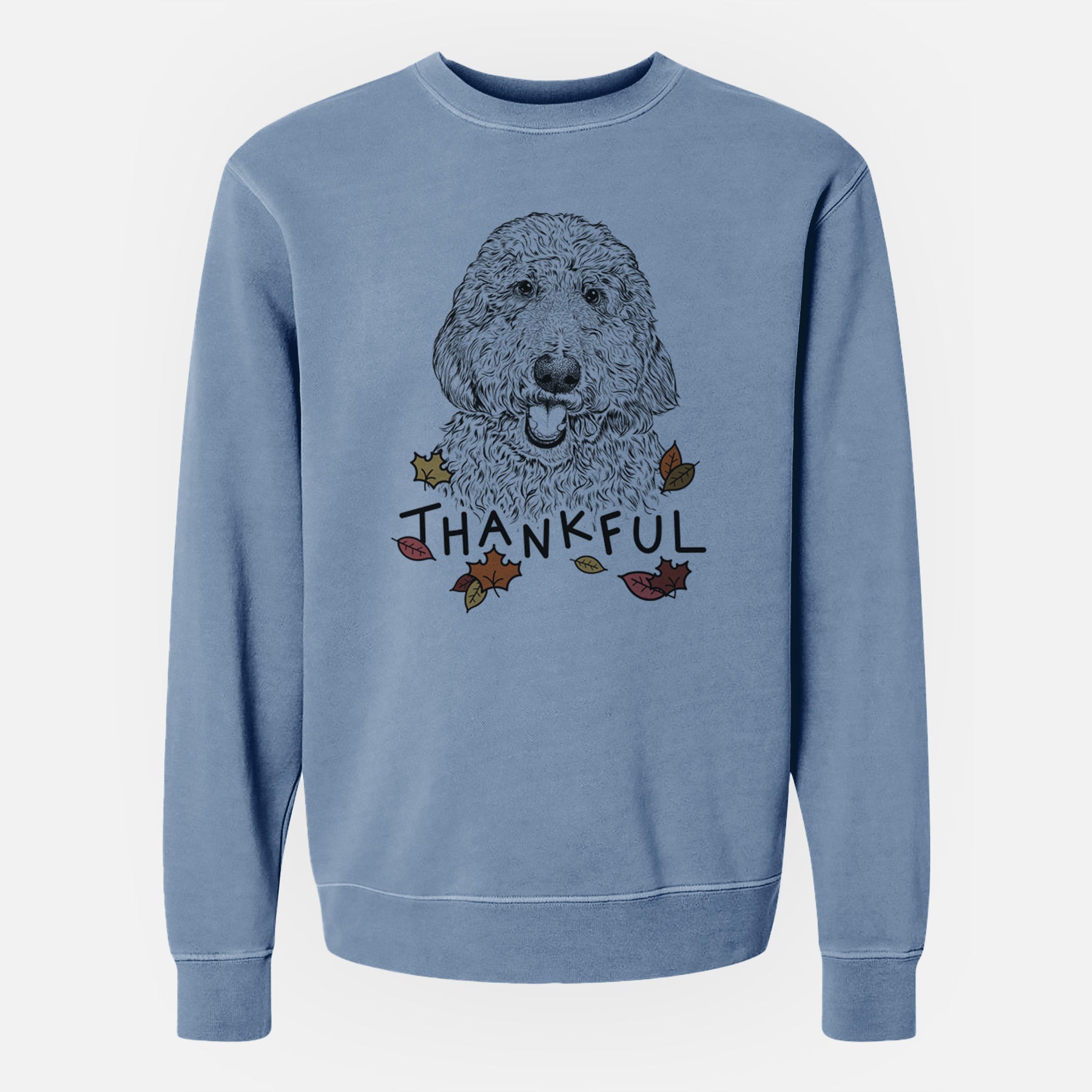 Thankful Whisper the Goldendoodle - Unisex Pigment Dyed Crew Sweatshirt