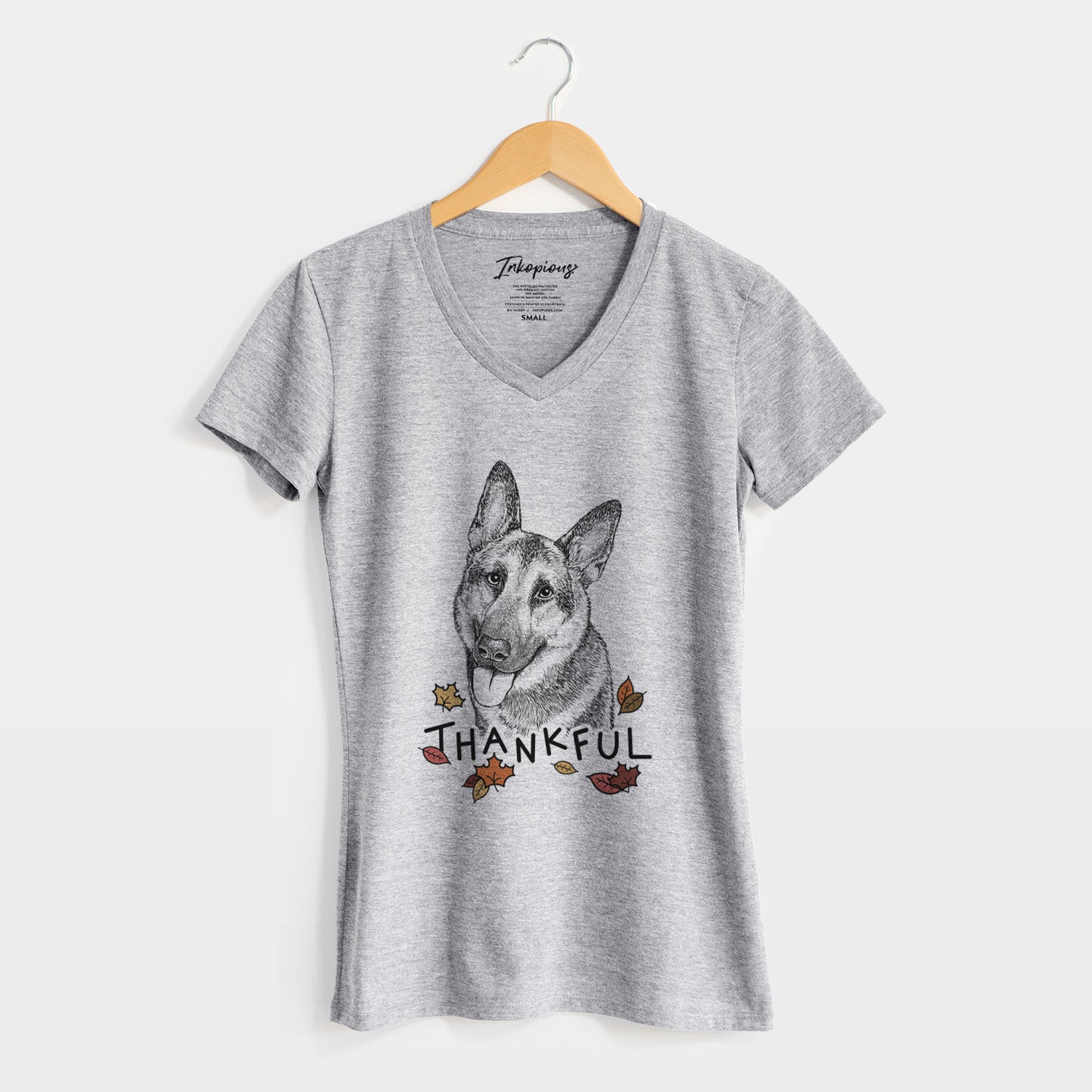 Thankful Whitaker the German Shepherd - Women's V-neck Shirt