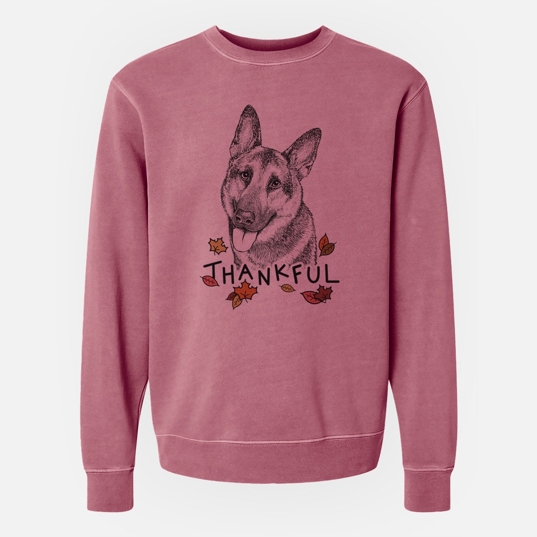 Thankful Whitaker the German Shepherd - Unisex Pigment Dyed Crew Sweatshirt