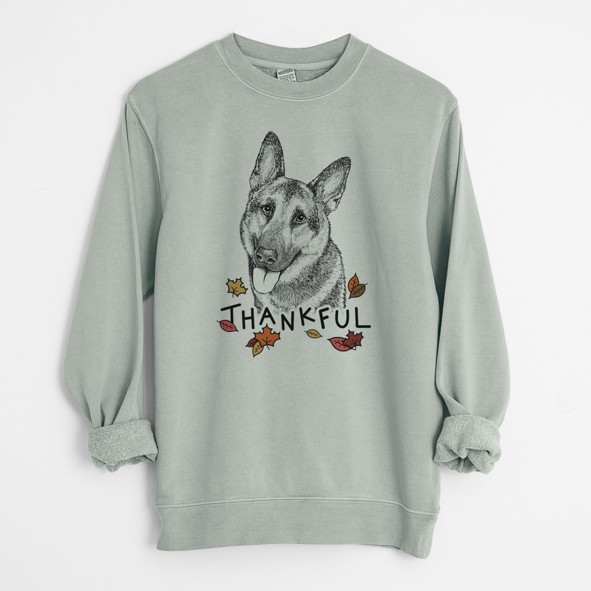 Thankful Whitaker the German Shepherd - Unisex Pigment Dyed Crew Sweatshirt