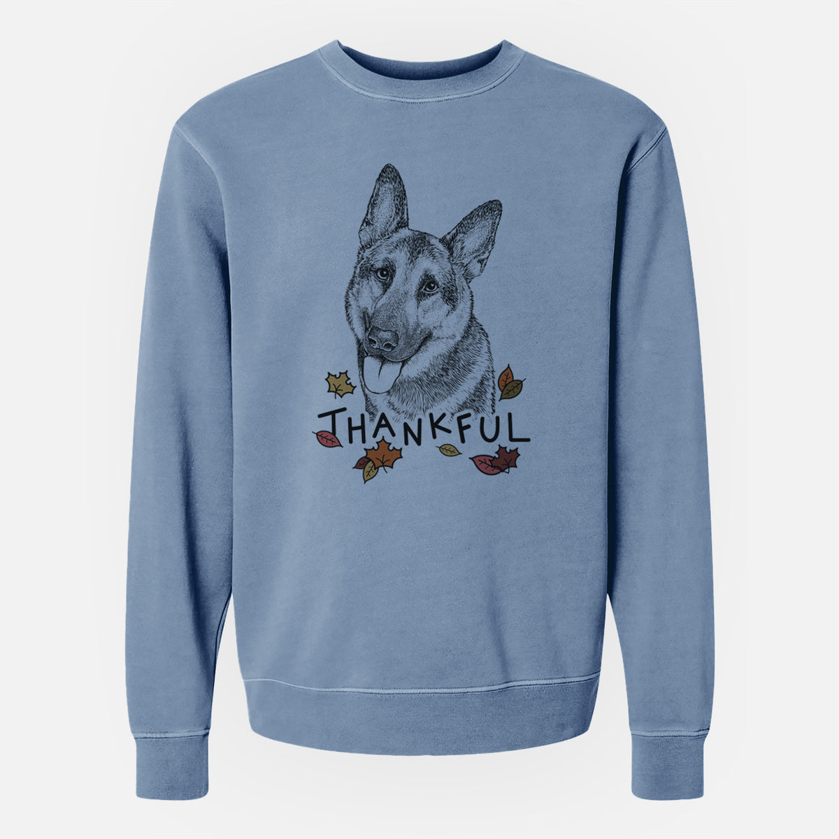 Thankful Whitaker the German Shepherd - Unisex Pigment Dyed Crew Sweatshirt