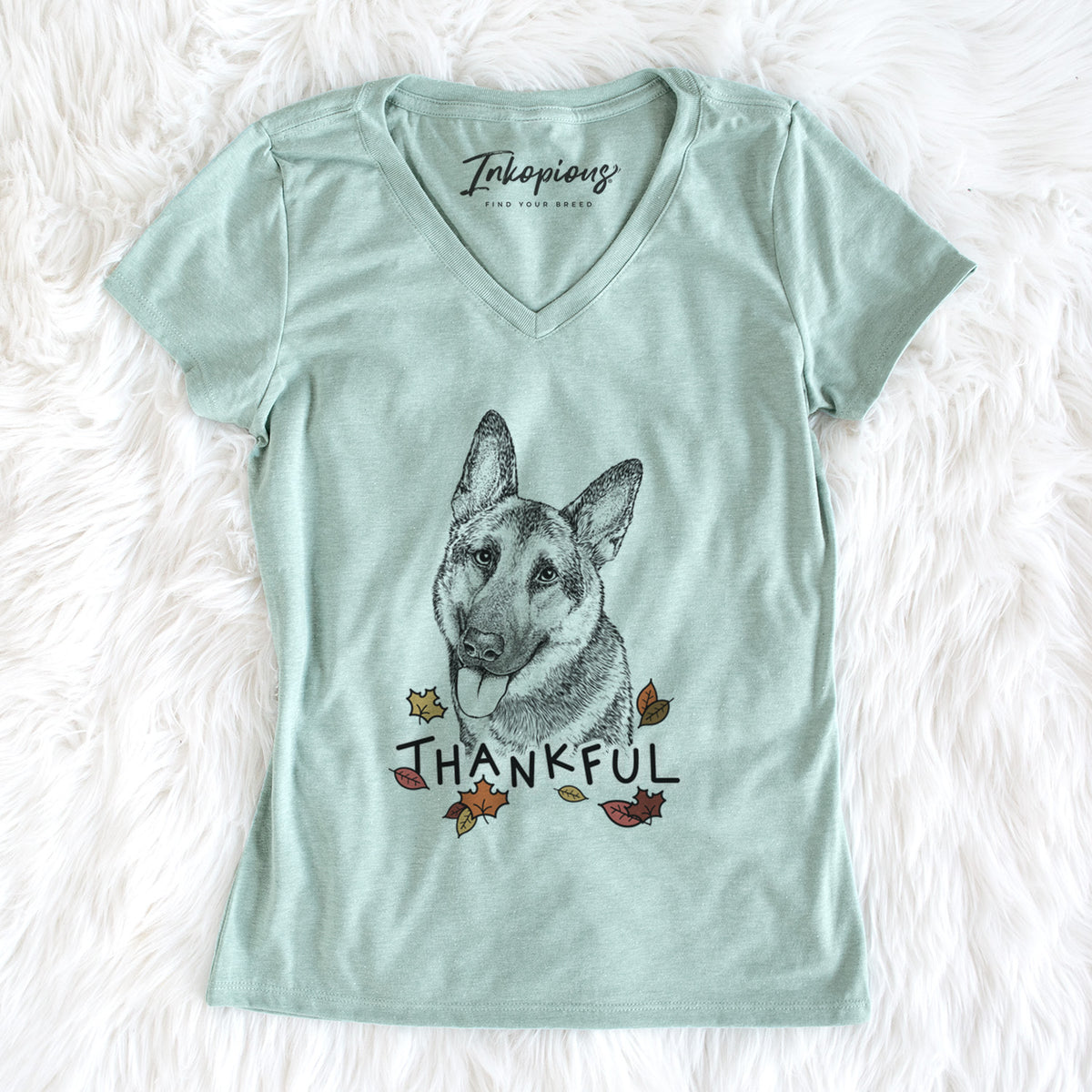 Thankful Whitaker the German Shepherd - Women&#39;s V-neck Shirt