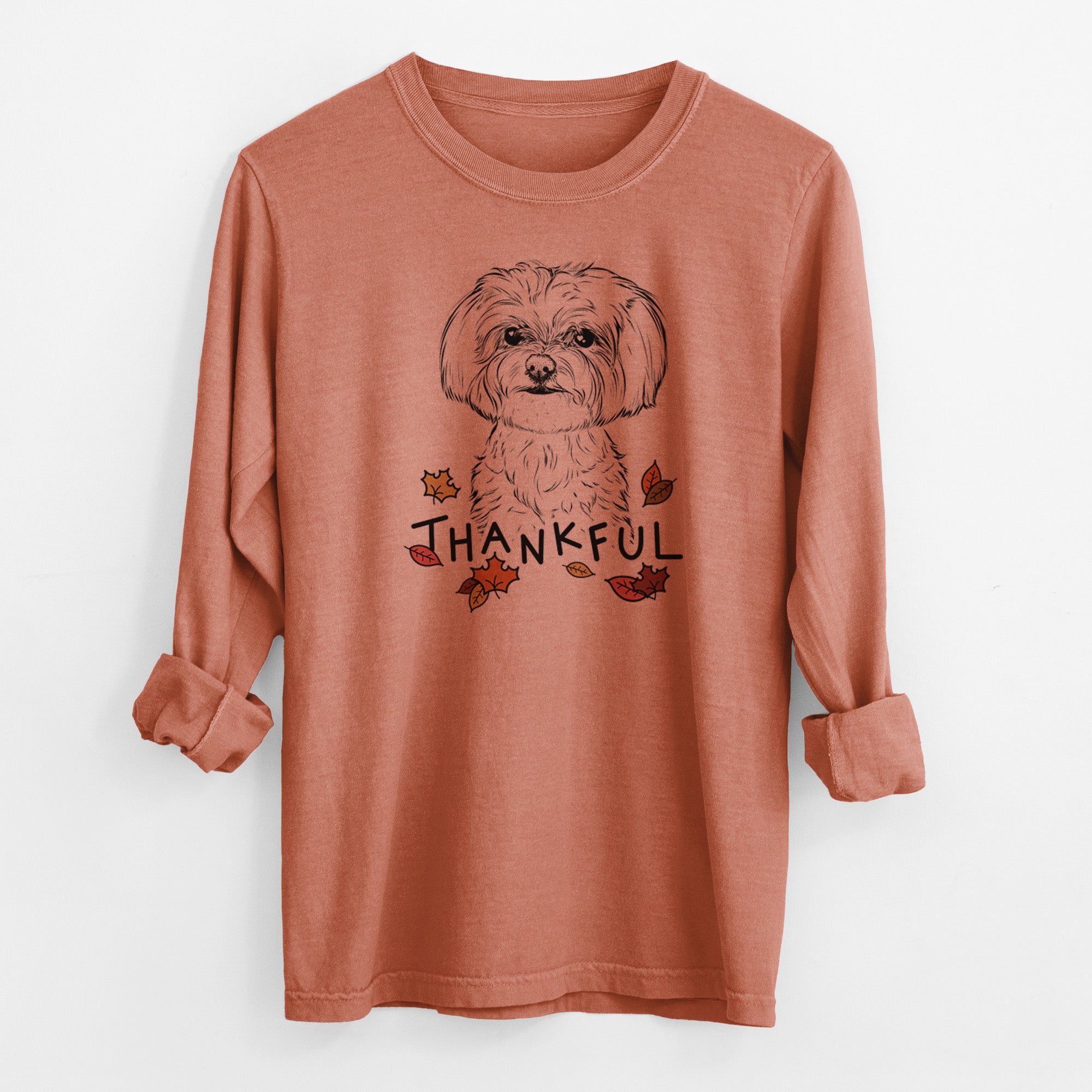 Thankful Willow the Maltese - Men's Heavyweight 100% Cotton Long Sleeve