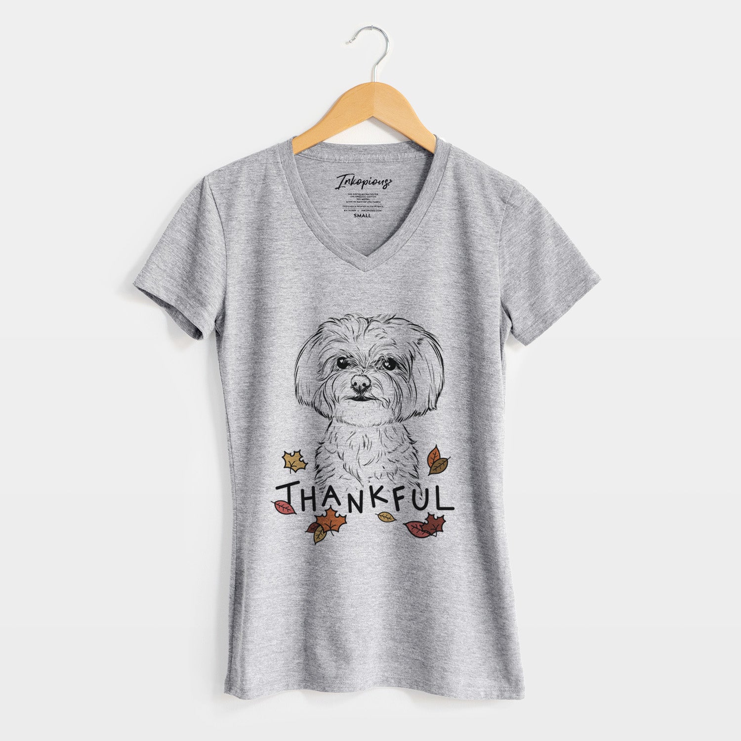 Thankful Willow the Maltese - Women's V-neck Shirt