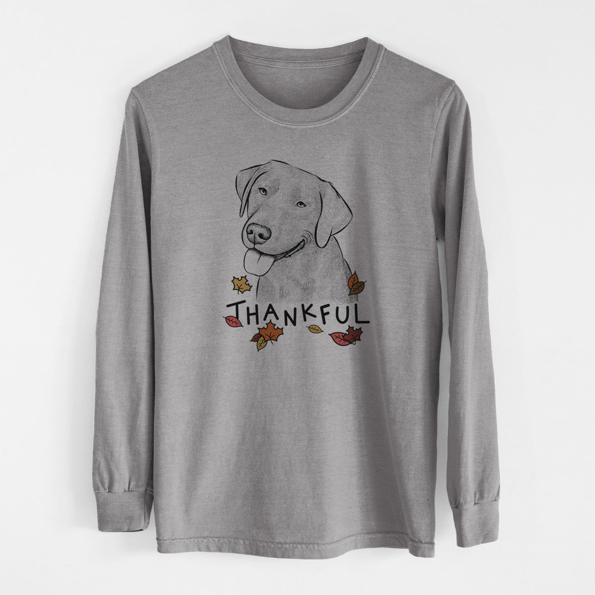 Thankful Zeppelin the Black Labrador - Men's Heavyweight 100% Cotton Long Sleeve