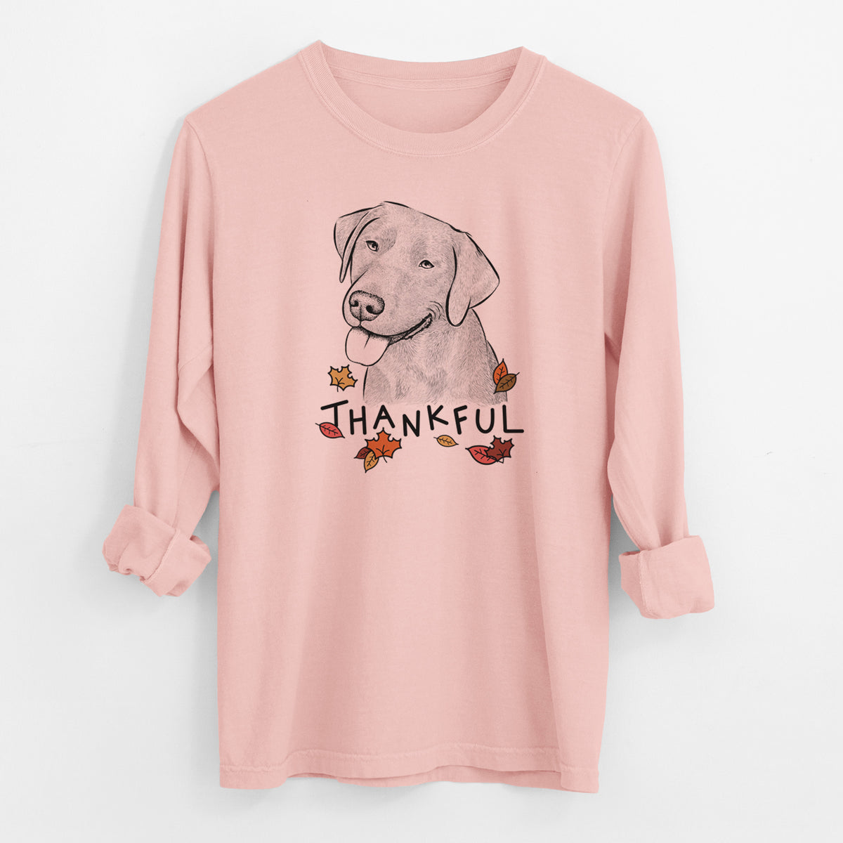 Thankful Zeppelin the Black Labrador - Men's Heavyweight 100% Cotton Long Sleeve