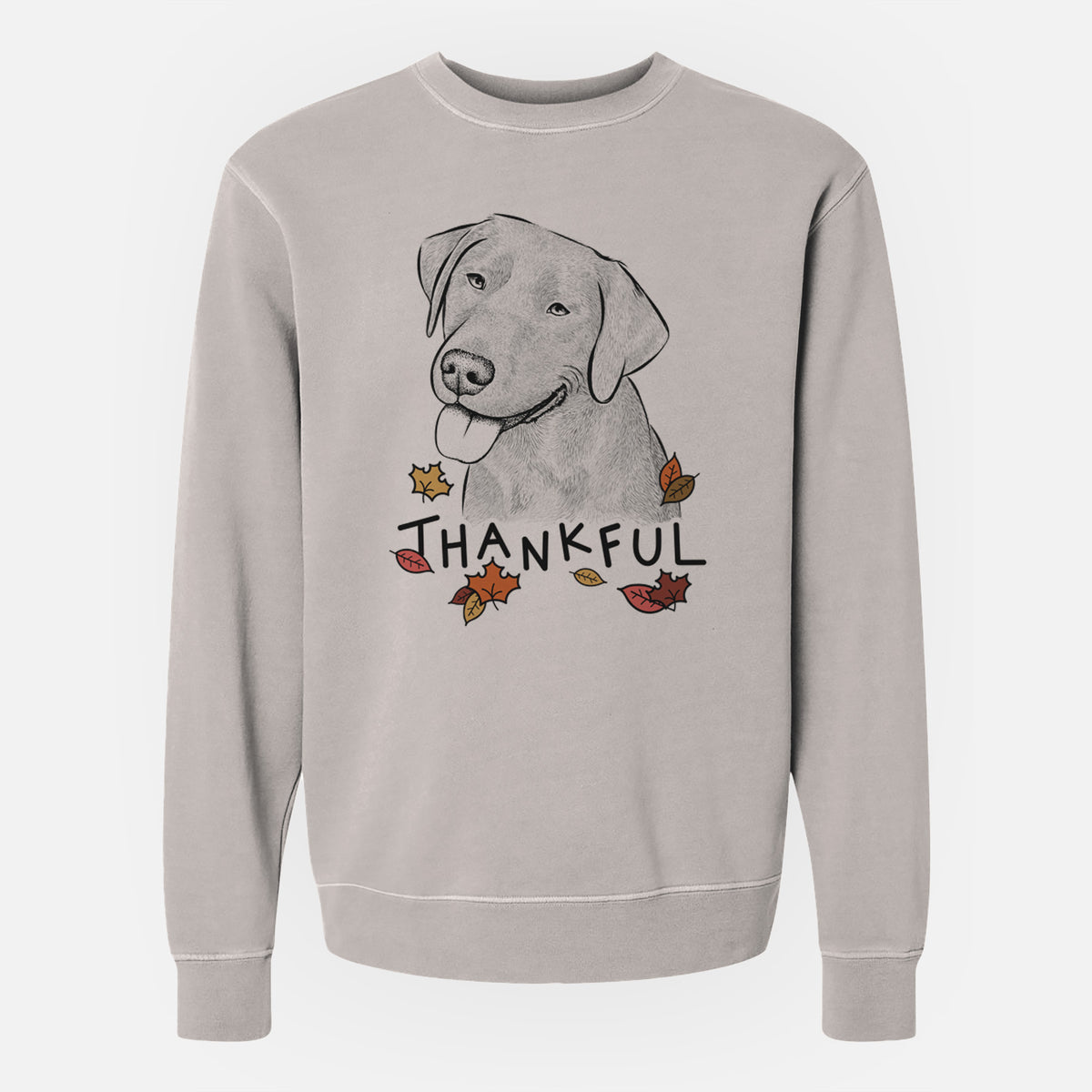 Thankful Zeppelin the Black Labrador - Unisex Pigment Dyed Crew Sweatshirt