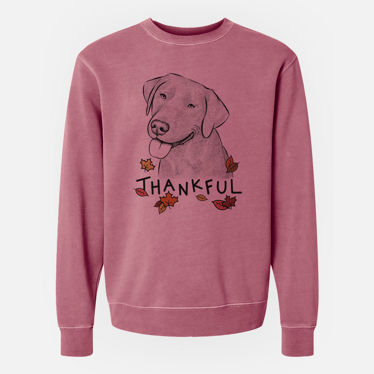 Thankful Zeppelin the Black Labrador - Unisex Pigment Dyed Crew Sweatshirt