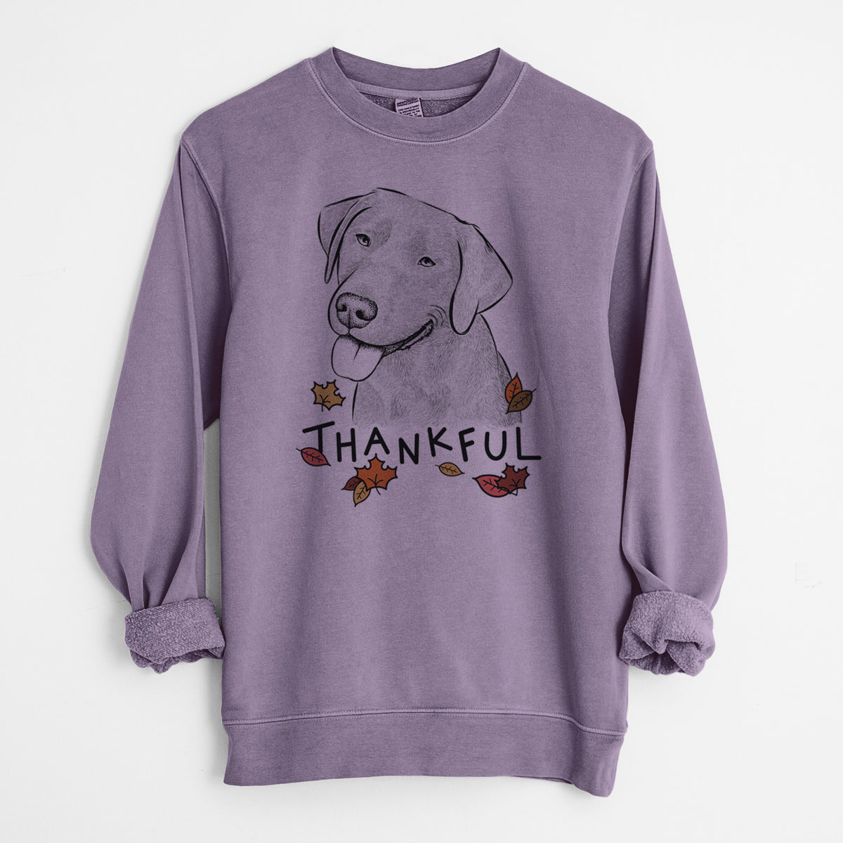 Thankful Zeppelin the Black Labrador - Unisex Pigment Dyed Crew Sweatshirt