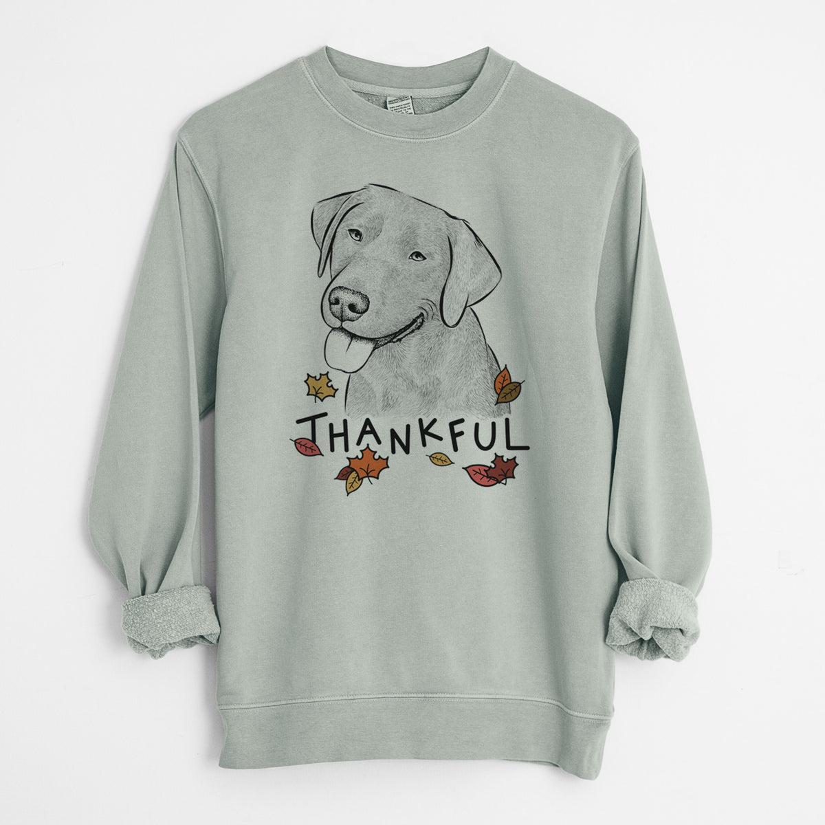 Thankful Zeppelin the Black Labrador - Unisex Pigment Dyed Crew Sweatshirt