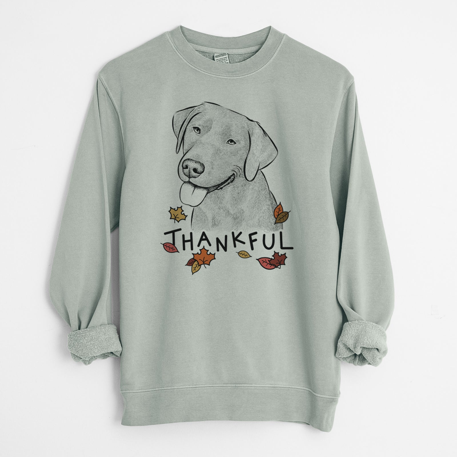 Thankful Zeppelin the Black Labrador - Unisex Pigment Dyed Crew Sweatshirt