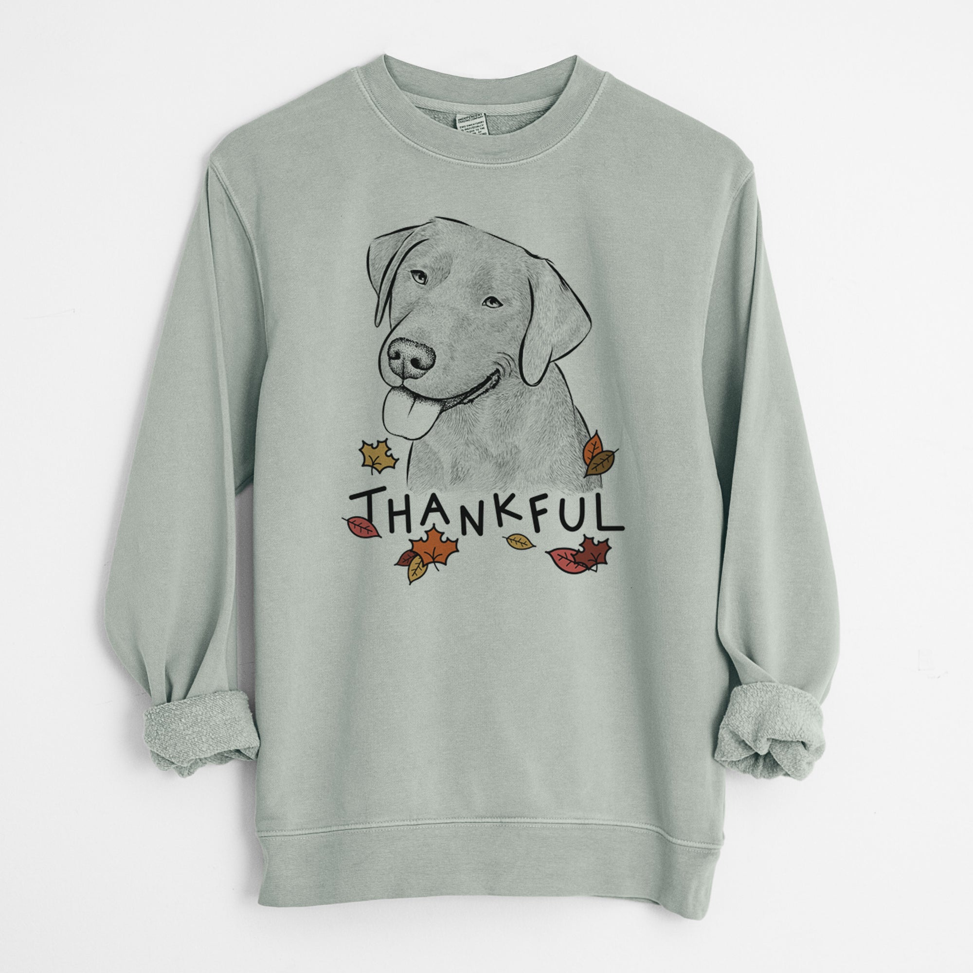 Thankful Zeppelin the Black Labrador - Unisex Pigment Dyed Crew Sweatshirt