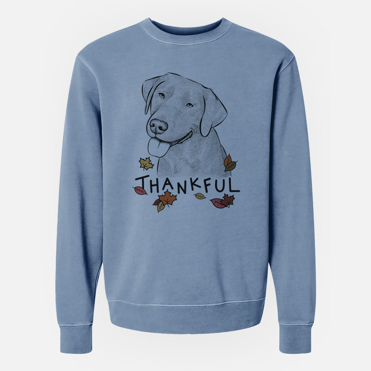 Thankful Zeppelin the Black Labrador - Unisex Pigment Dyed Crew Sweatshirt