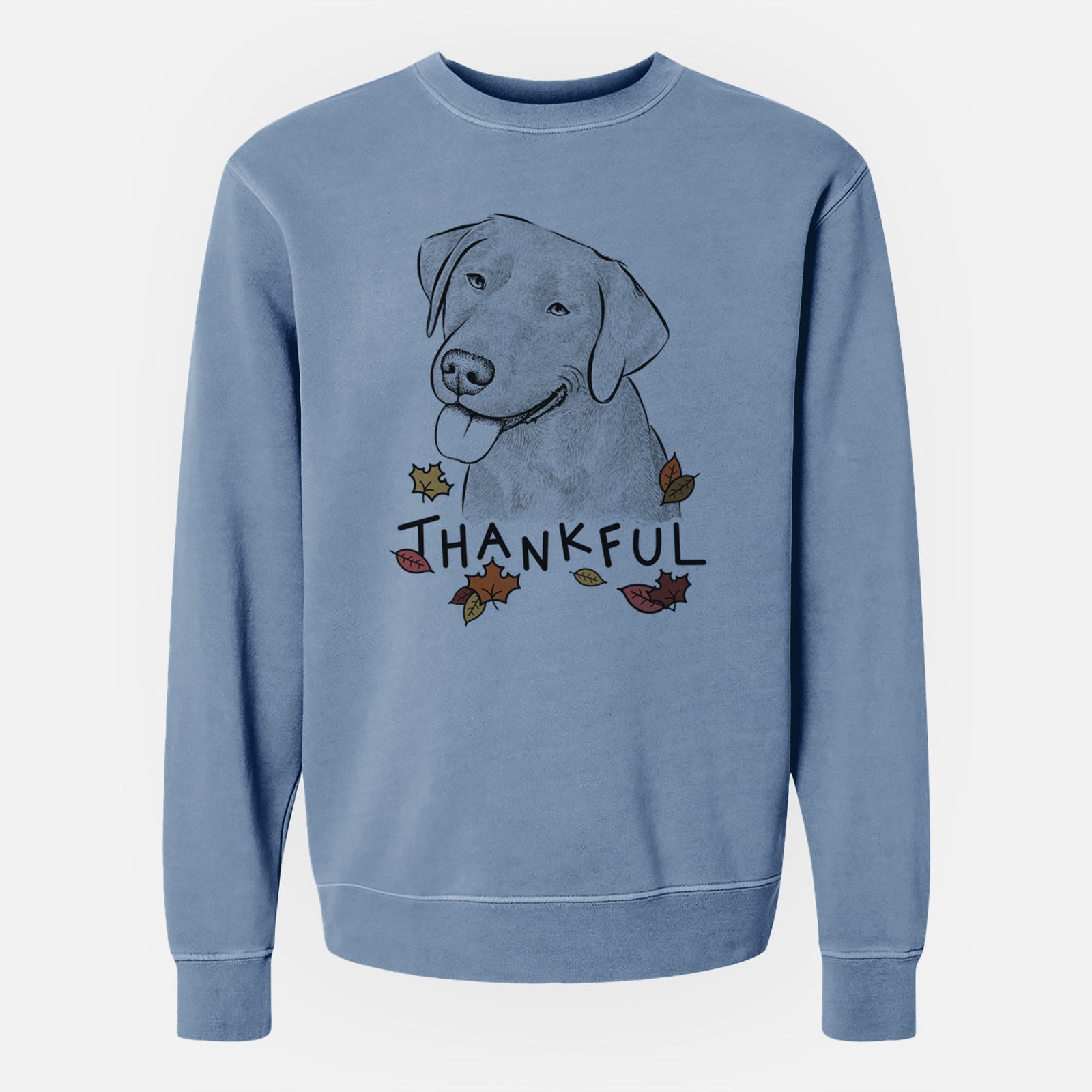 Thankful Zeppelin the Black Labrador - Unisex Pigment Dyed Crew Sweatshirt