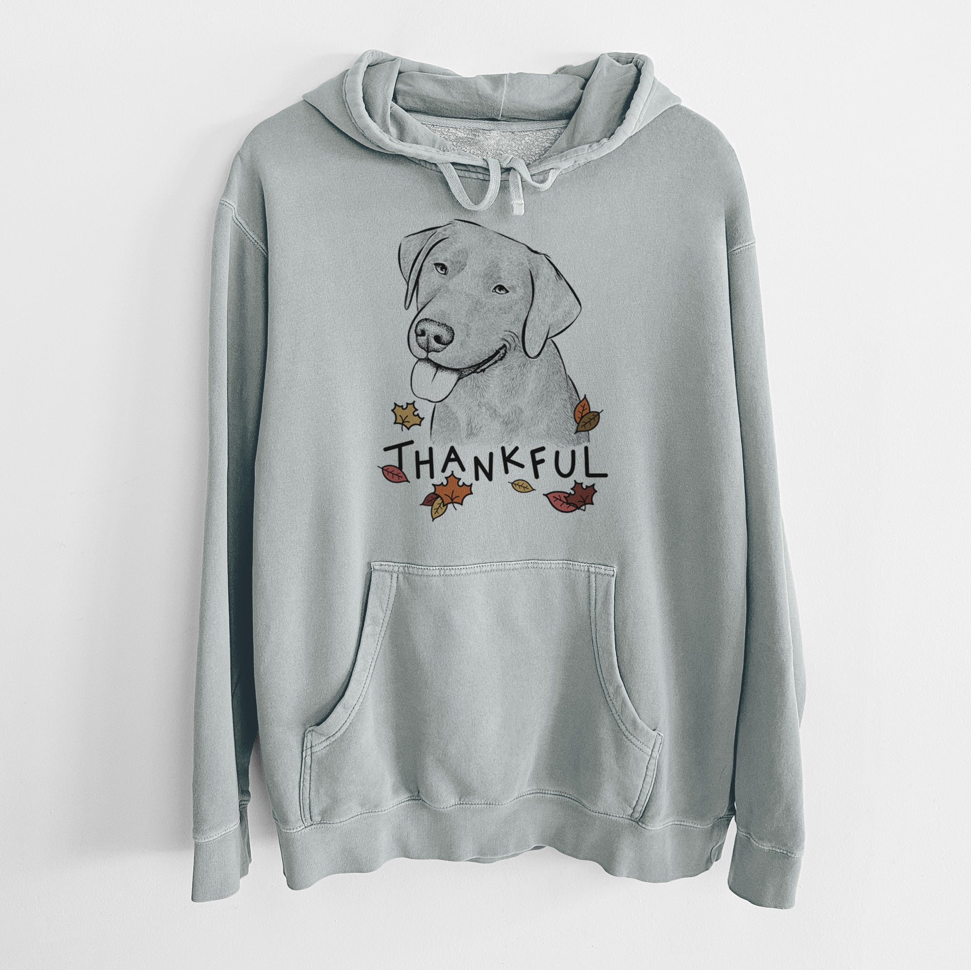 Thankful Zeppelin the Black Labrador - Unisex Pigment Dyed Hoodie