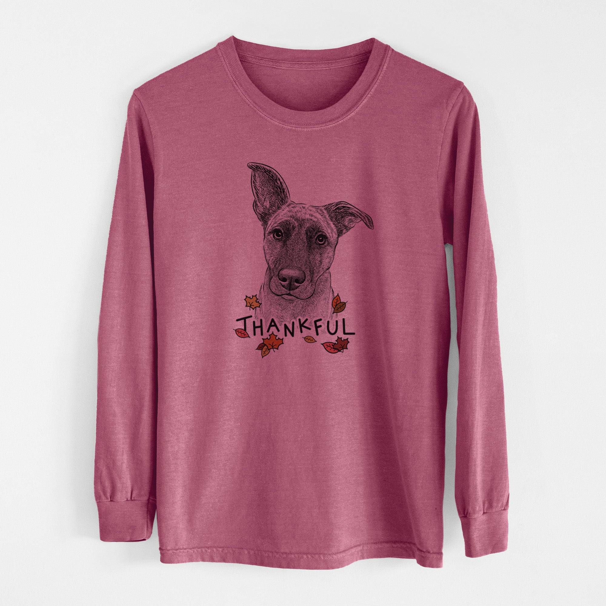 Thankful Zoey the Mixed Breed - Men's Heavyweight 100% Cotton Long Sleeve