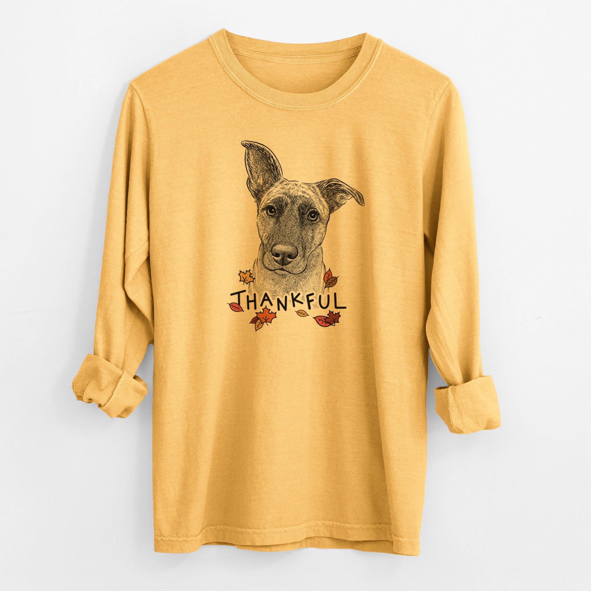 Thankful Zoey the Mixed Breed - Men's Heavyweight 100% Cotton Long Sleeve