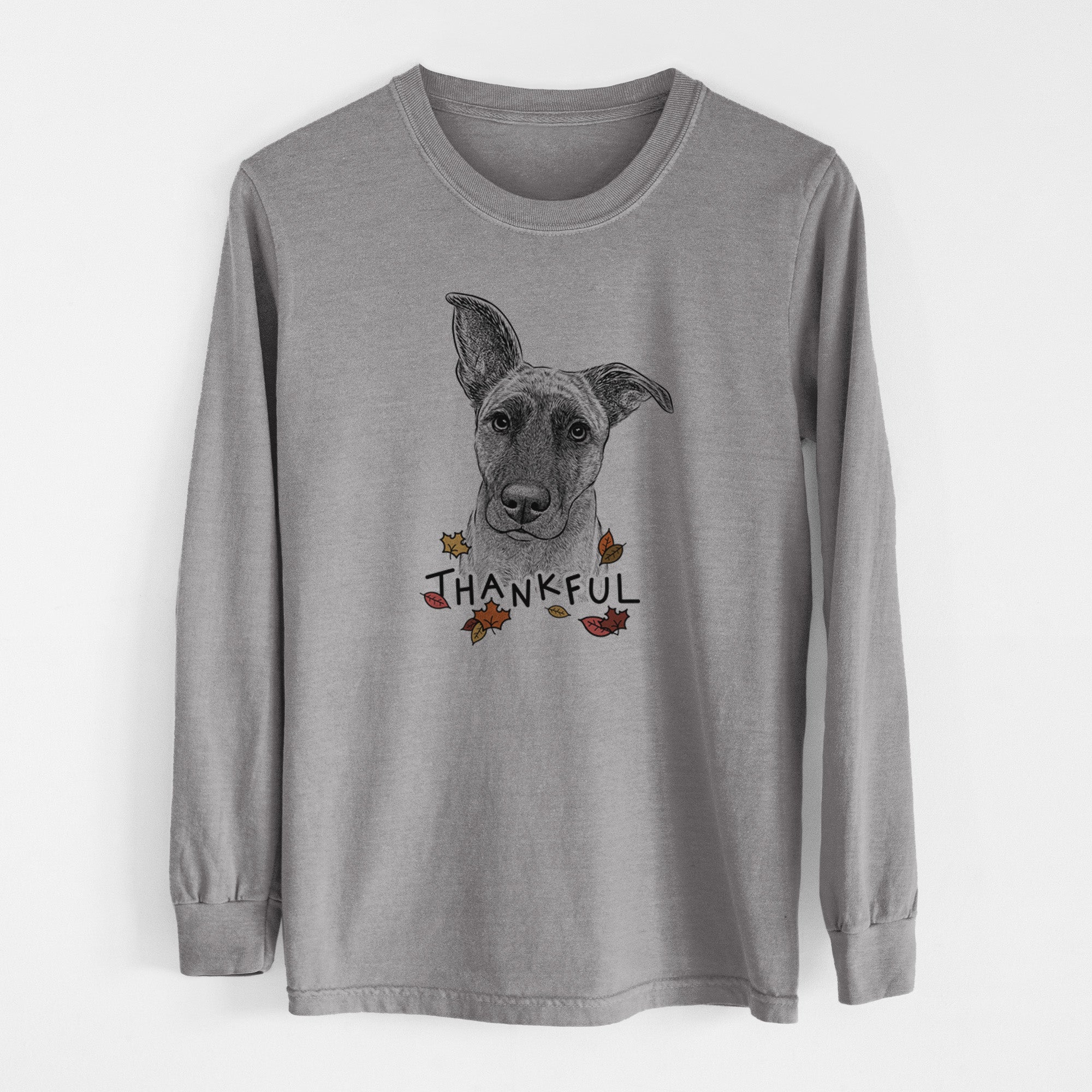 Thankful Zoey the Mixed Breed - Men's Heavyweight 100% Cotton Long Sleeve