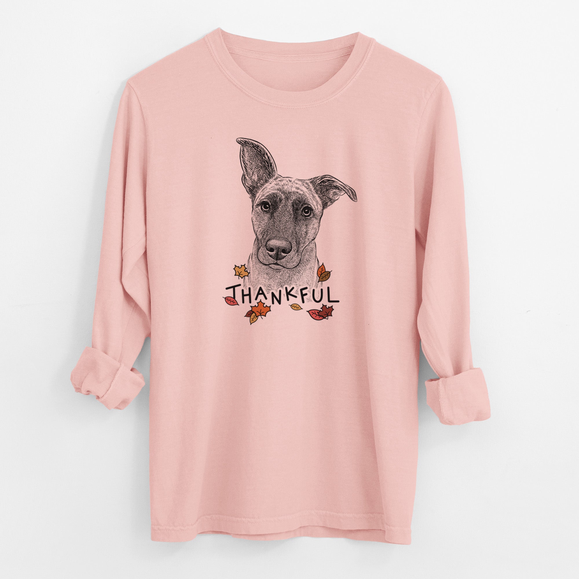 Thankful Zoey the Mixed Breed - Men's Heavyweight 100% Cotton Long Sleeve