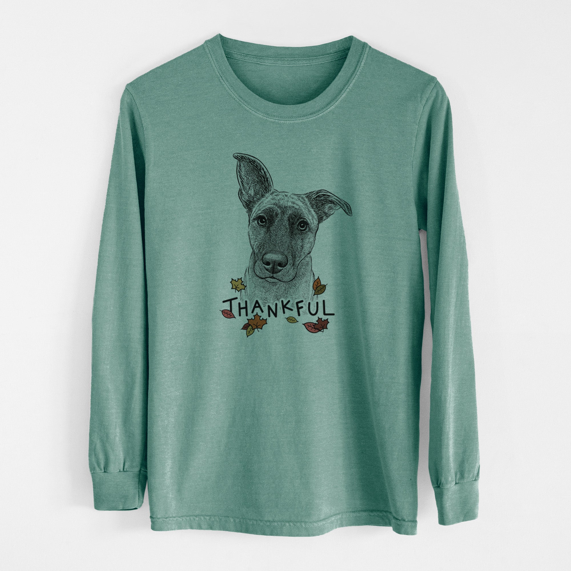 Thankful Zoey the Mixed Breed - Men's Heavyweight 100% Cotton Long Sleeve