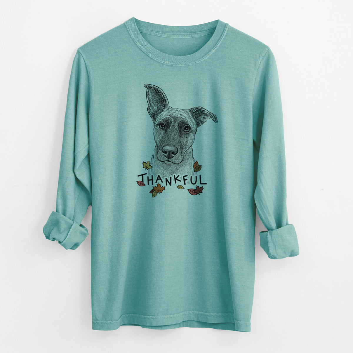 Thankful Zoey the Mixed Breed - Men&#39;s Heavyweight 100% Cotton Long Sleeve