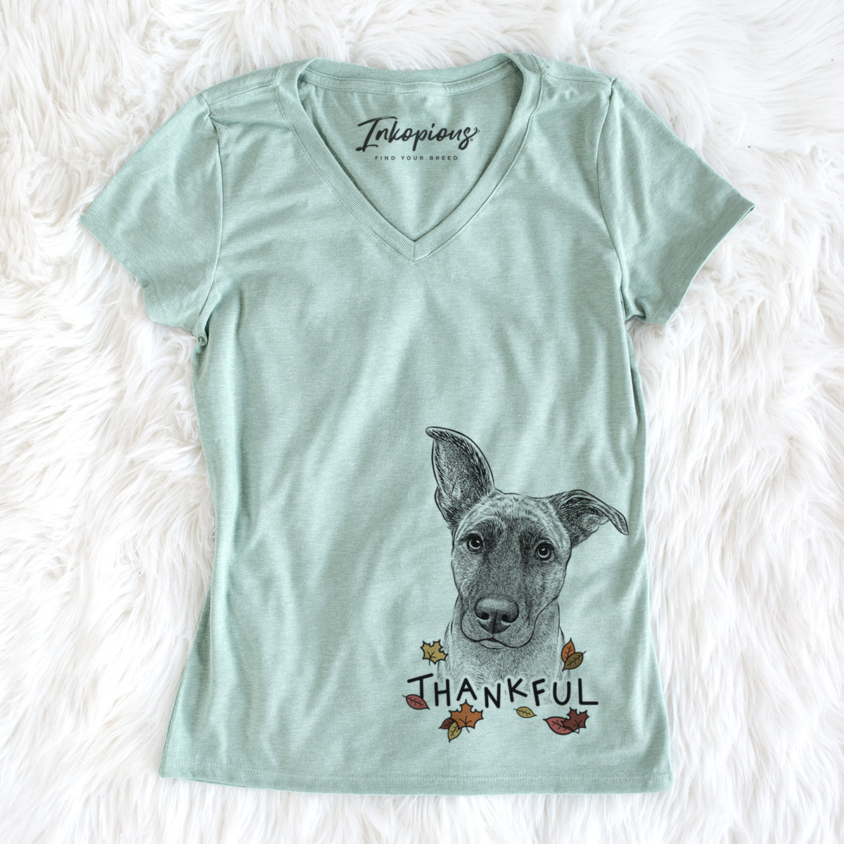 Thankful Zoey the Mixed Breed - Women&#39;s V-neck Shirt