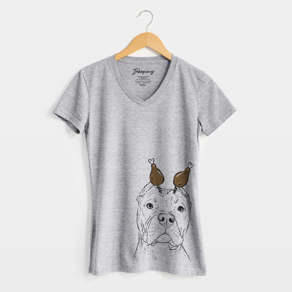 Thanksgiving Bam Bam the Pitbull - Women's Perfect V-neck Shirt