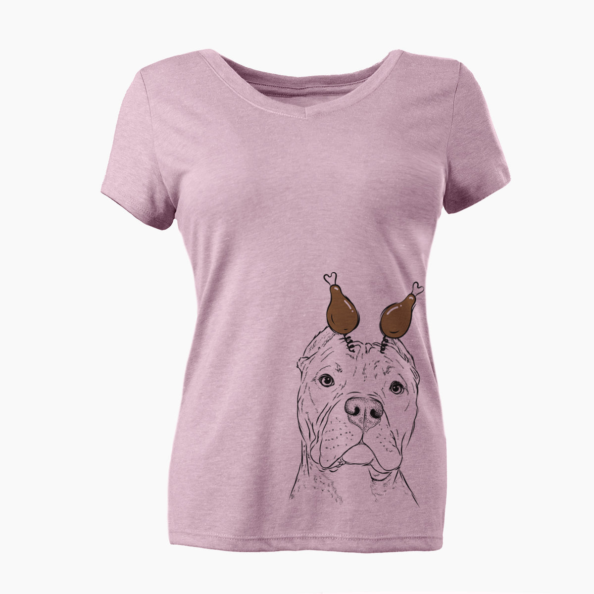 Thanksgiving Bam Bam the Pitbull - Women's Perfect V-neck Shirt