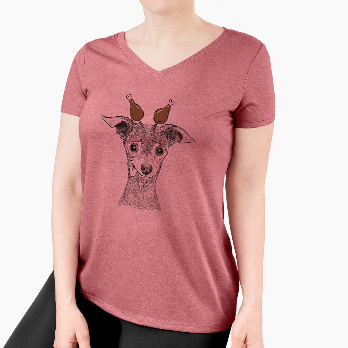 Thanksgiving Bebe the Chihuahua - Women's Perfect V-neck Shirt