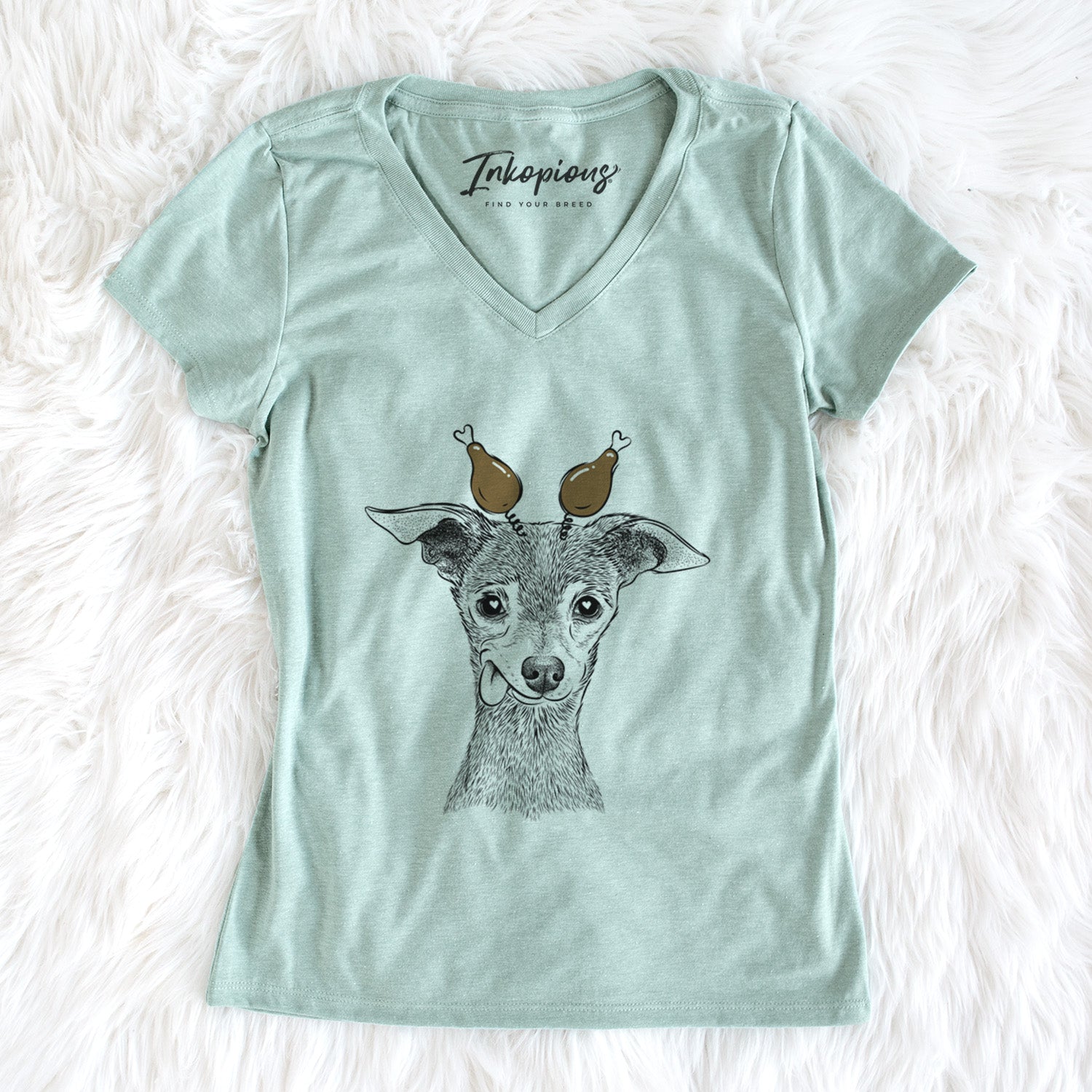 Thanksgiving Bebe the Chihuahua - Women's Perfect V-neck Shirt