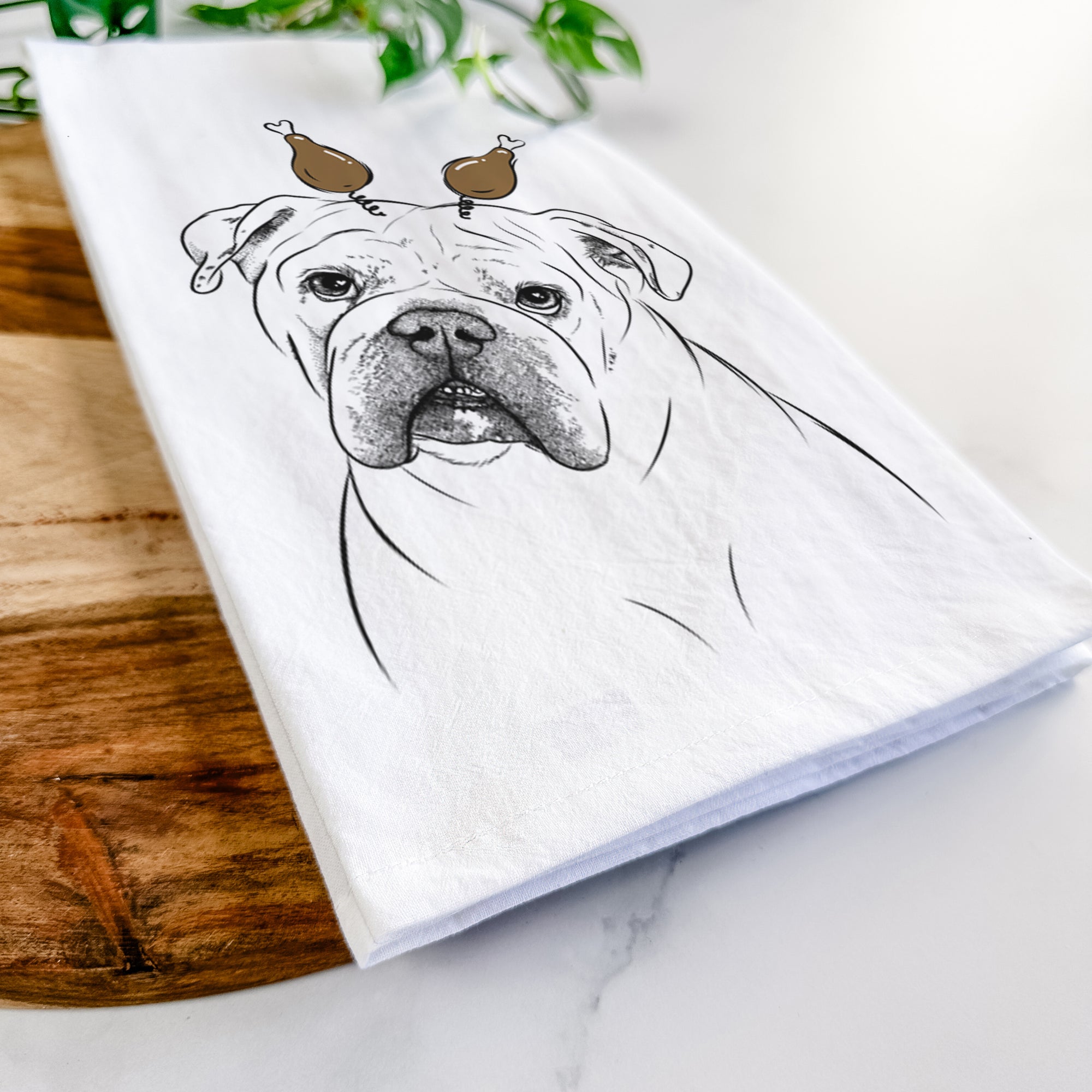 Blossom the English Bulldog Tea Towel