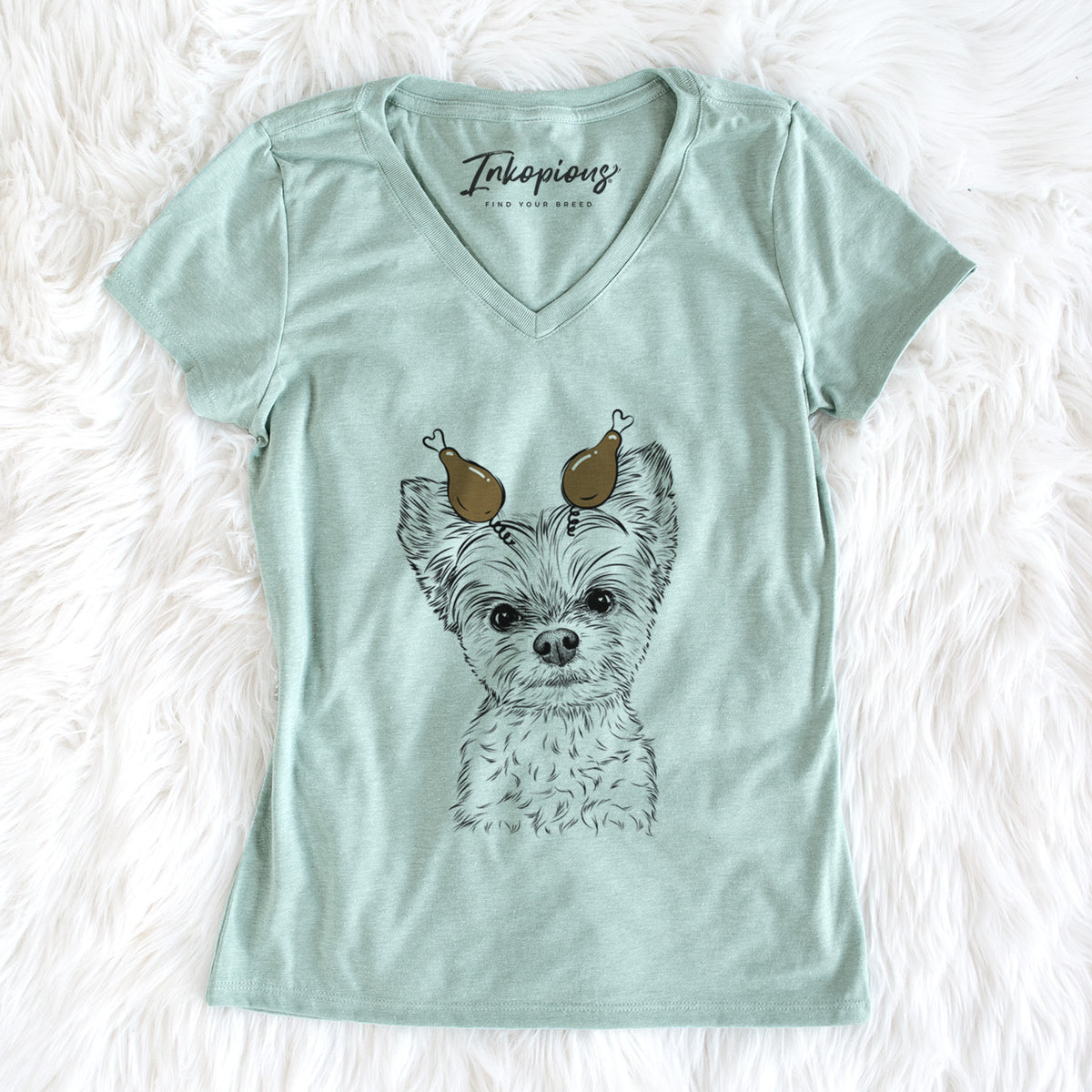 Thanksgiving Chance the Yapper the Yorkshire Terrier - Women's Perfect V-neck Shirt