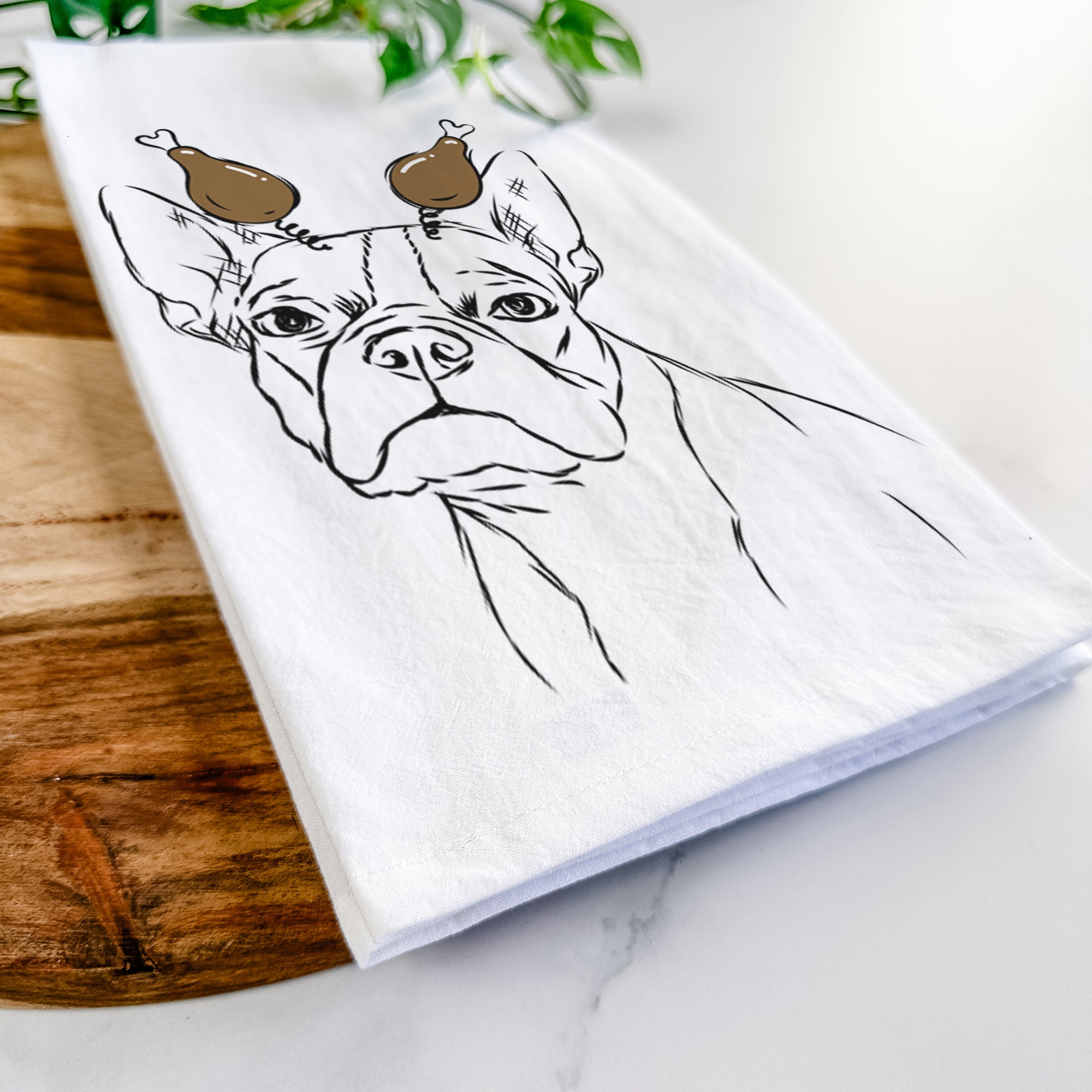 Charles the Boston Terrier Tea Towel