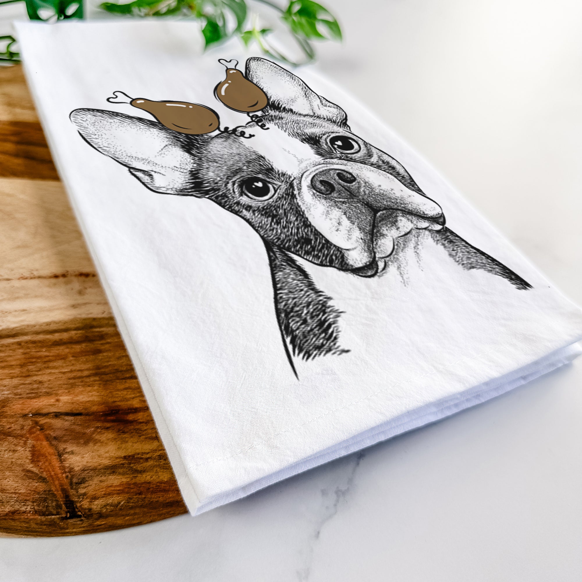 Dee Dee the Boston Terrier Tea Towel