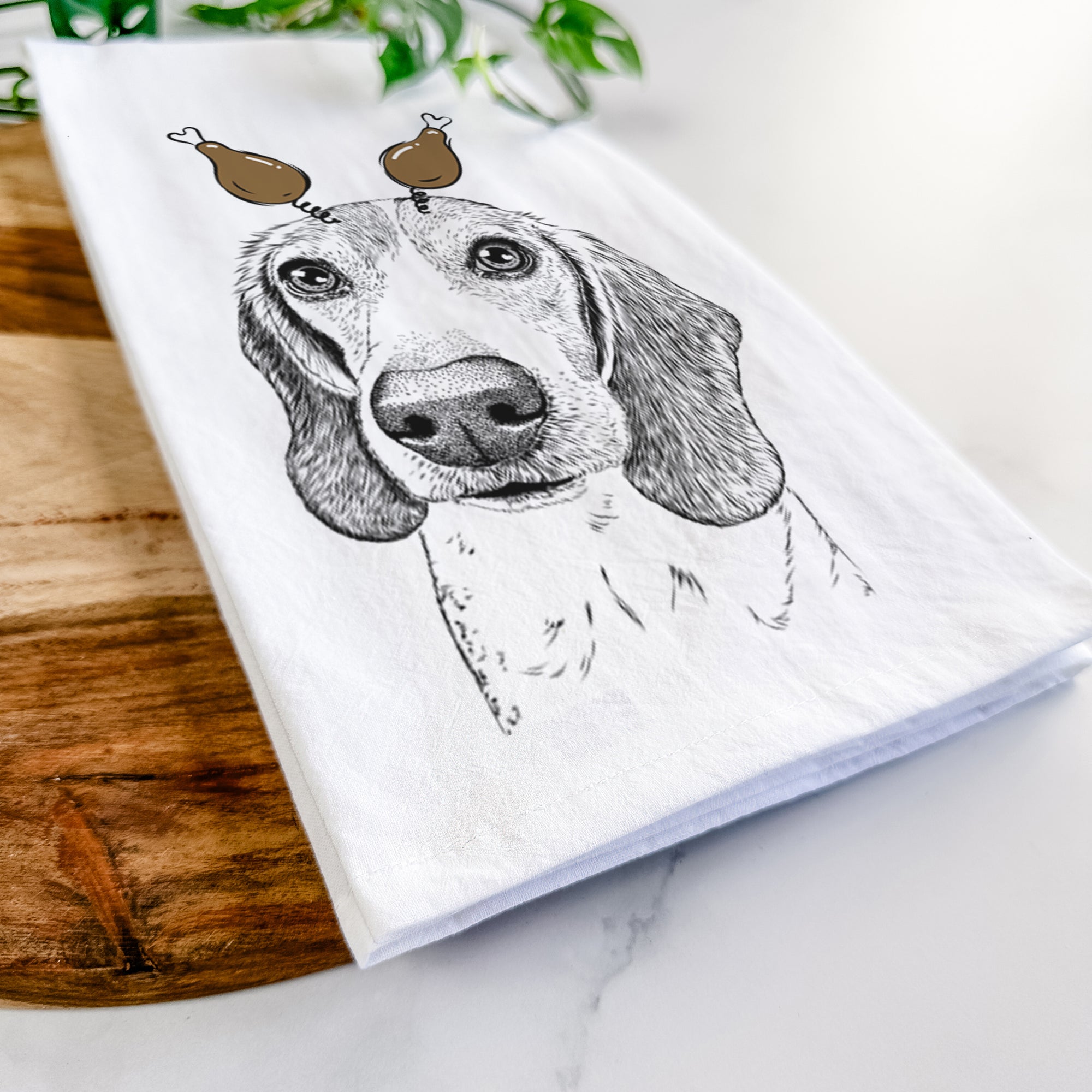 Elvis the Bluetick Beagle Tea Towel