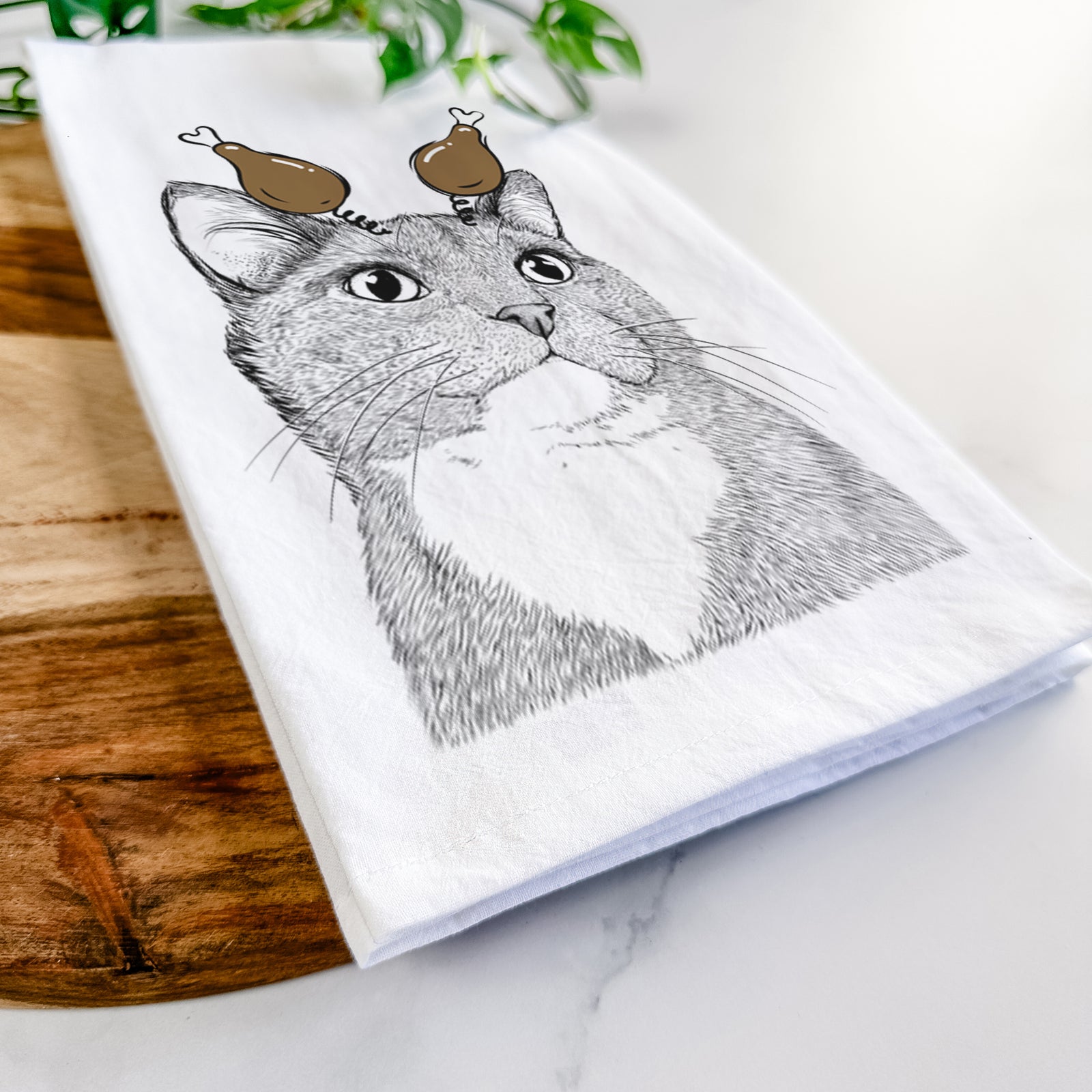 Gizmo the Grey Cat Tea Towel